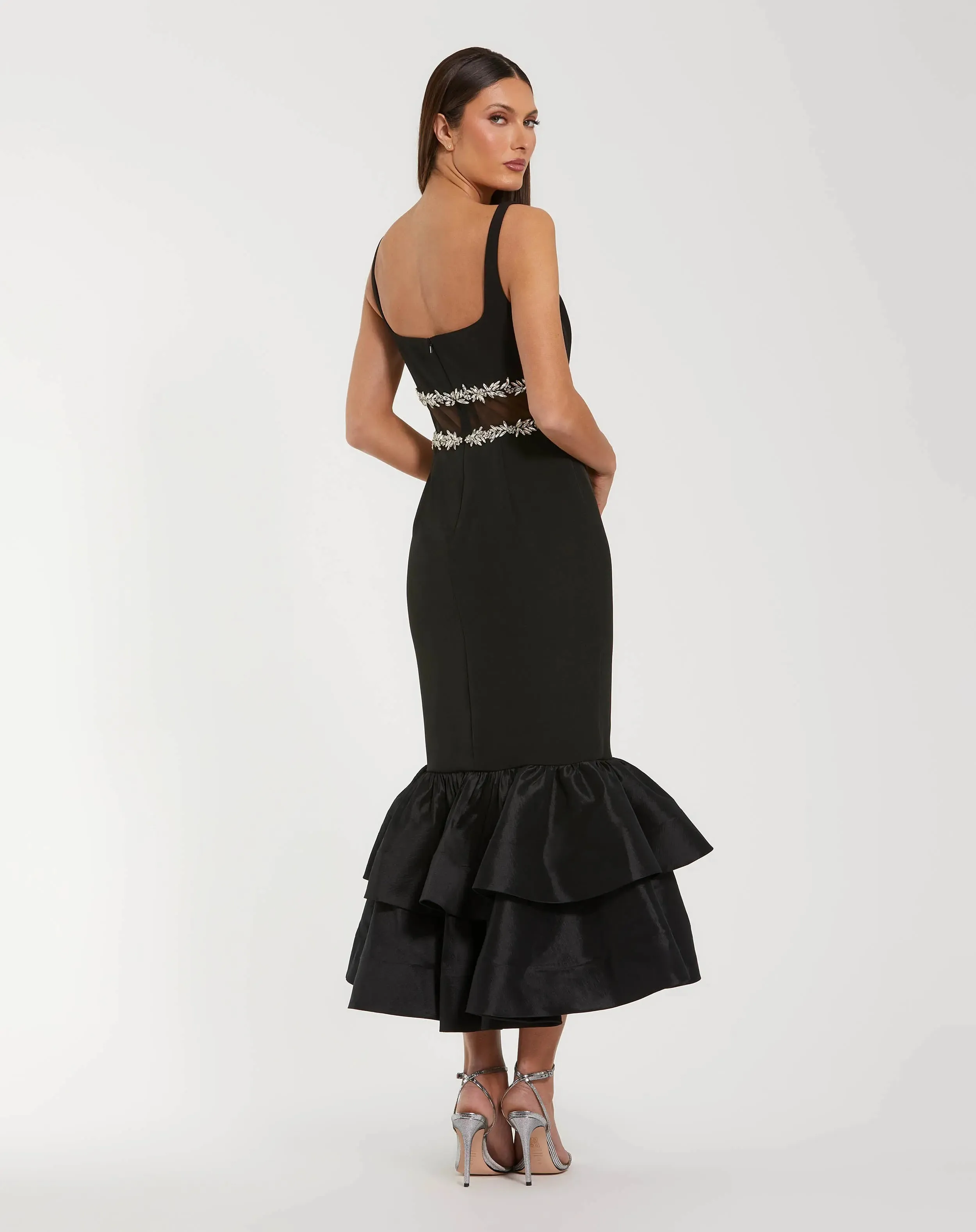 Crepe Ruffle Hem Midi Dress With Jewel Detail sold by Mac Duggal product image thumbnail 2