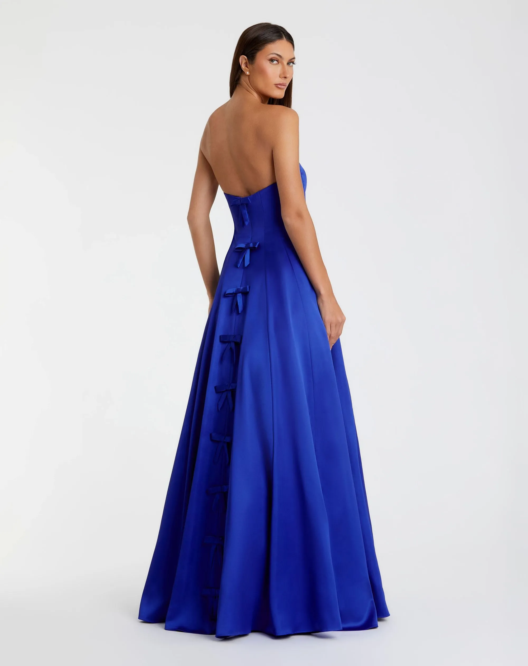 Blue Satin Strapless Ballgown With Bow Details sold by Mac Duggal product image thumbnail 3