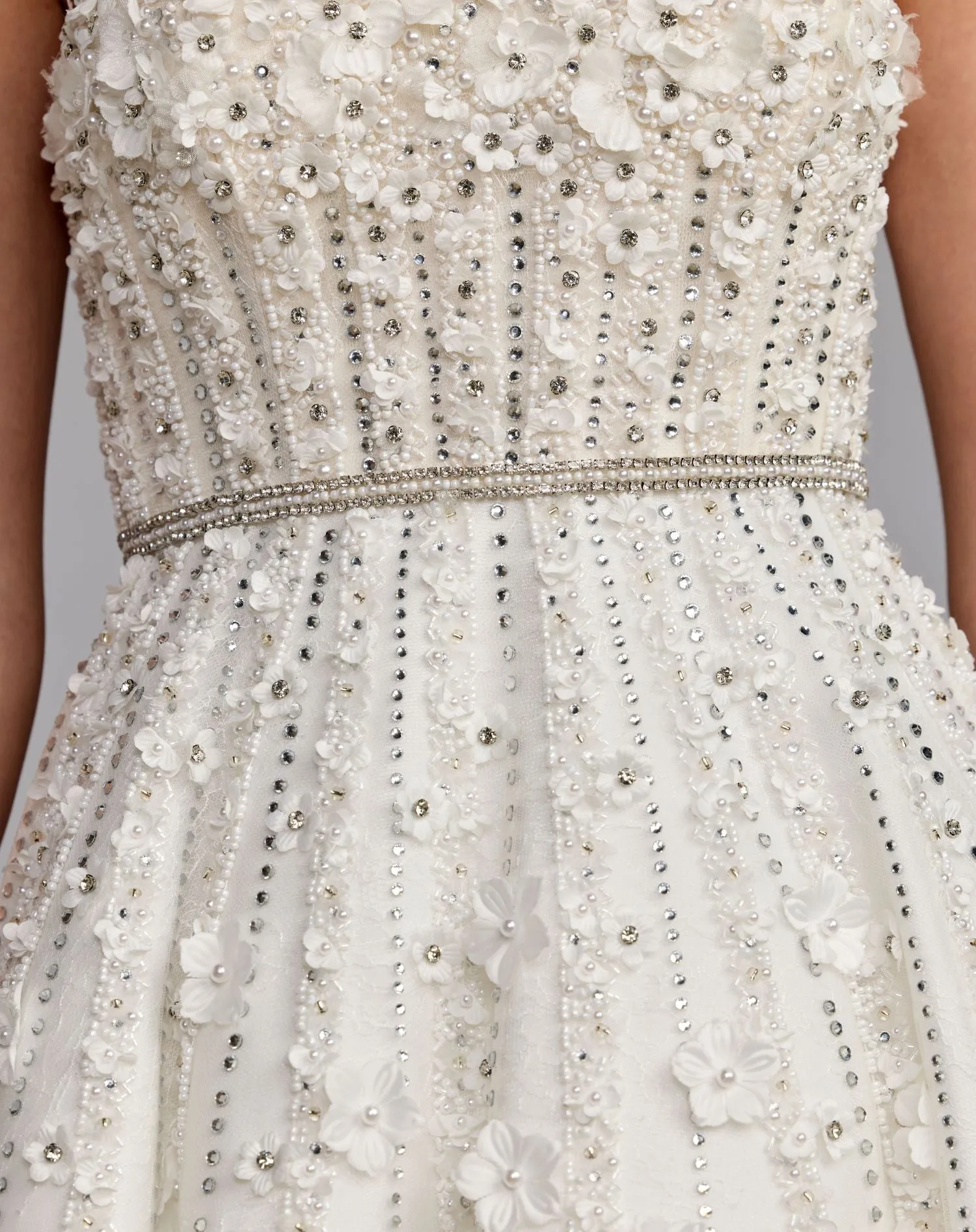 White Embellished Lace Strapless Midi A Line Dress sold by Mac Duggal product image thumbnail 2