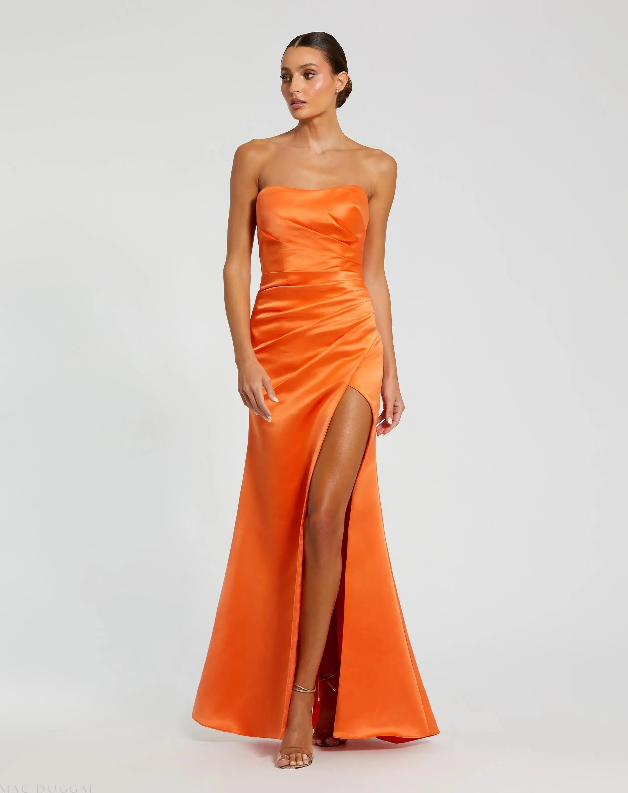 Strapless Gathered High Slit Gown sold by Mac Duggal product image thumbnail 2