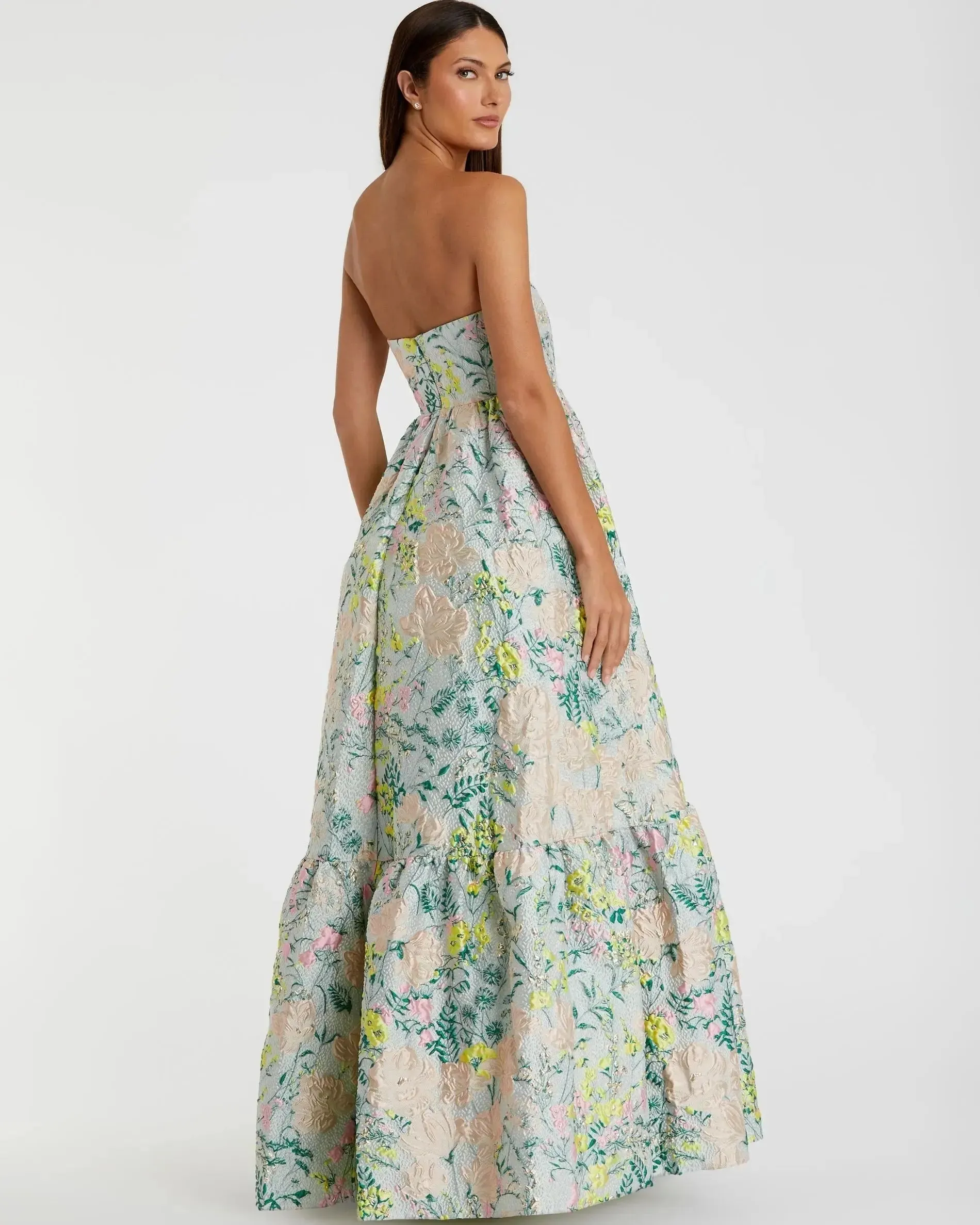 Strapless Floral Brocade A-Line Gown sold by Mac Duggal product image thumbnail 4