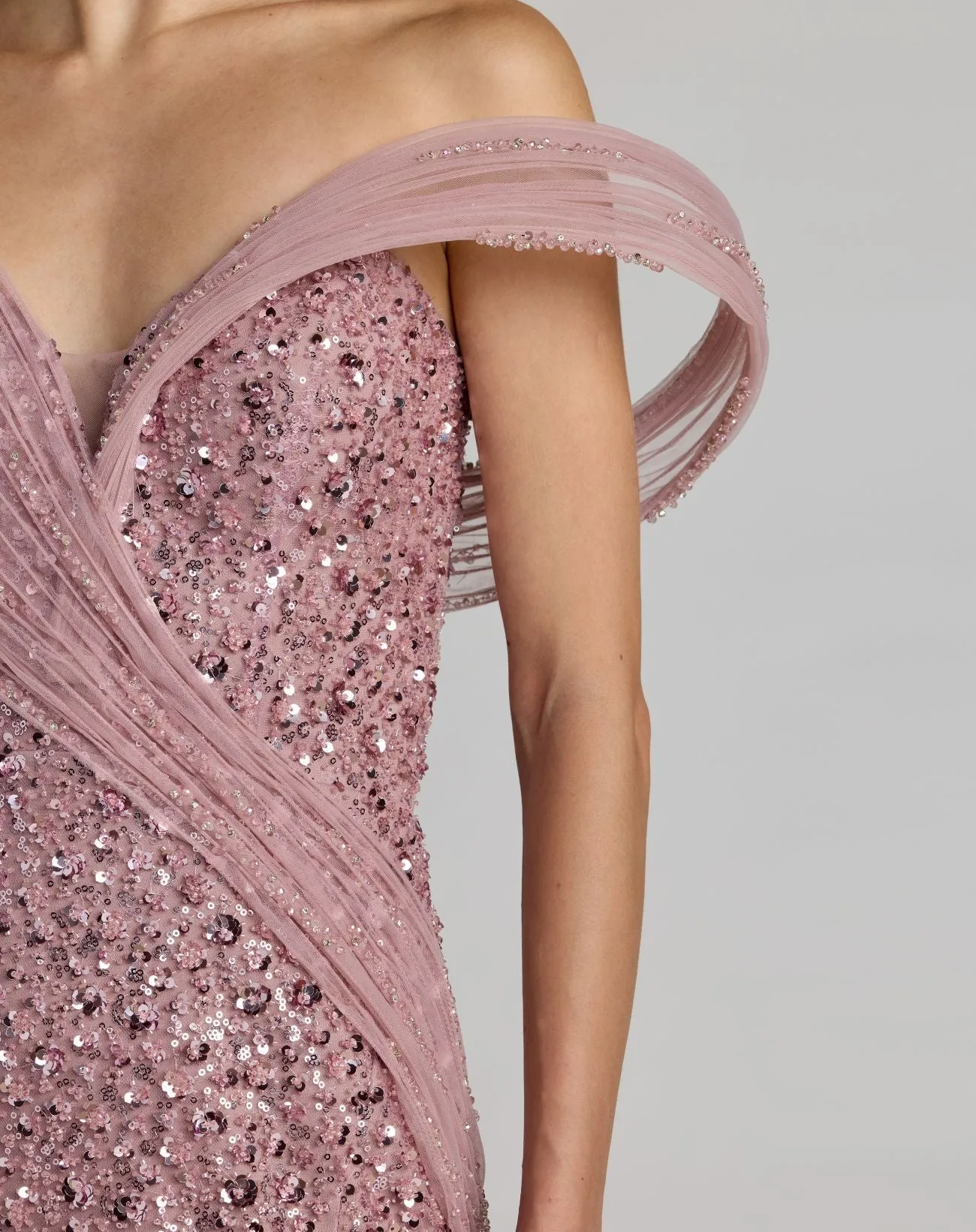 Pink Embellished Strapless Gown With Sculptural Drape sold by Mac Duggal product image thumbnail 5