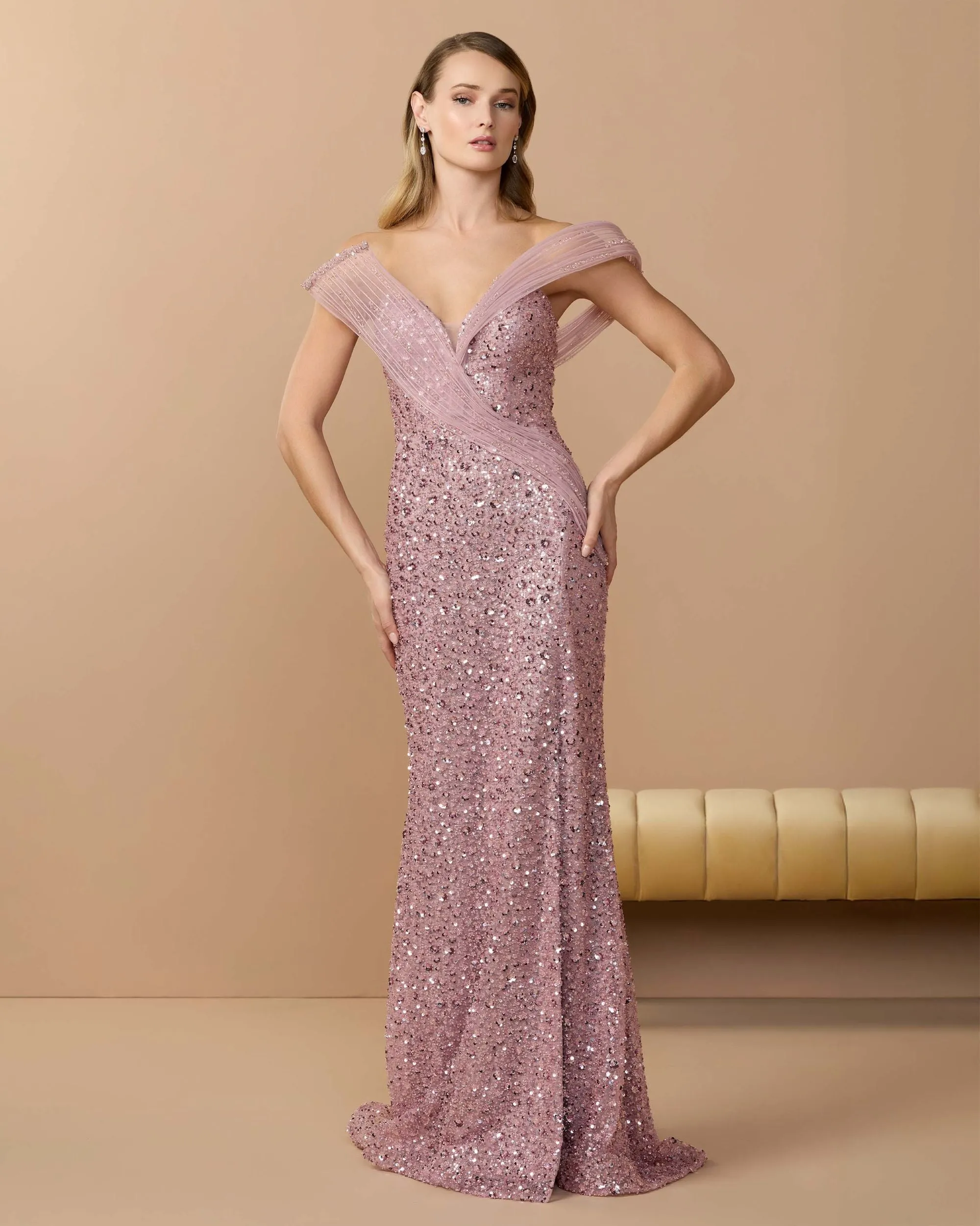 Pink Embellished Strapless Gown With Sculptural Drape sold by Mac Duggal product image thumbnail 3