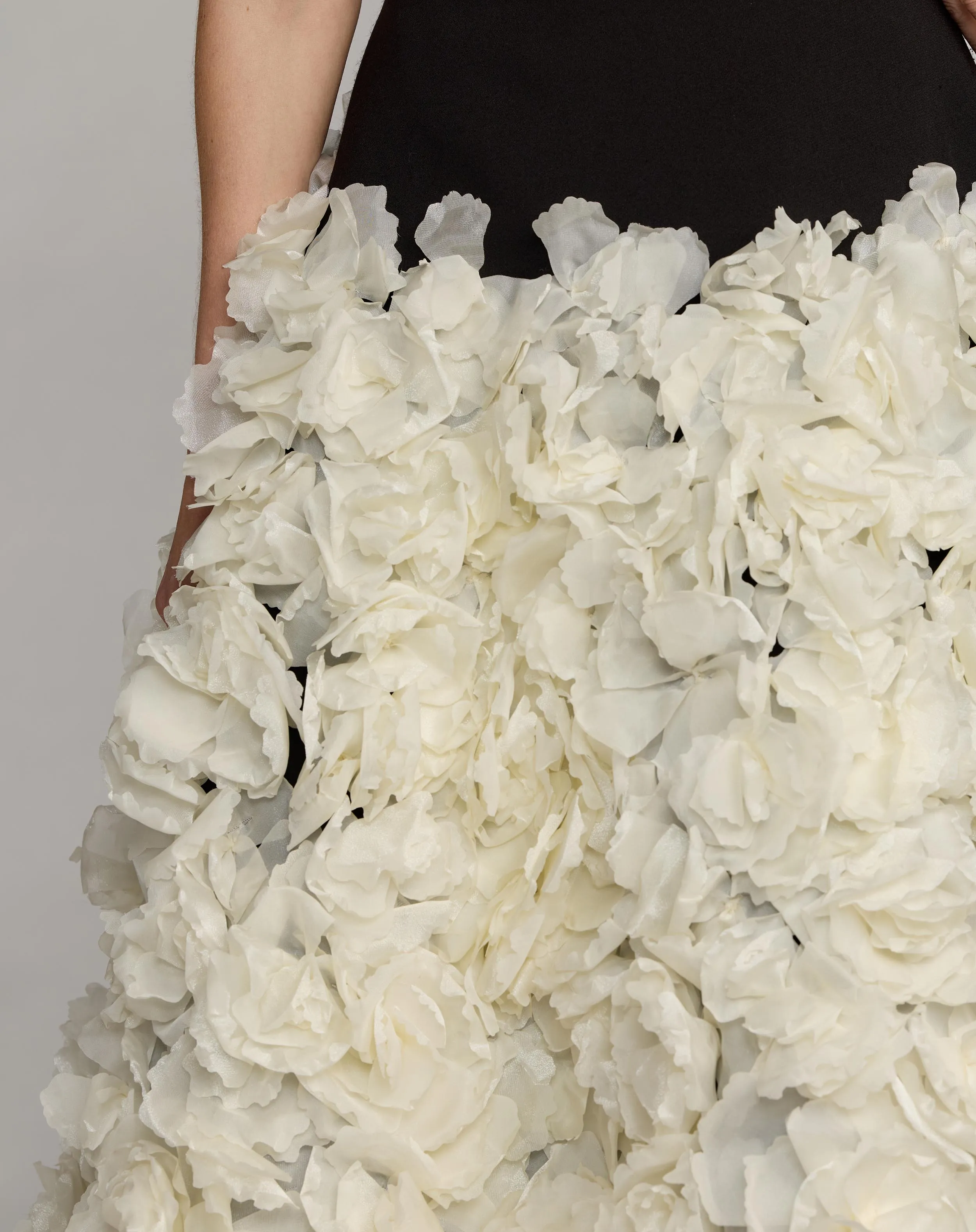 Black and White A Line Midi Dress With Floral Hem sold by Mac Duggal product image thumbnail 2