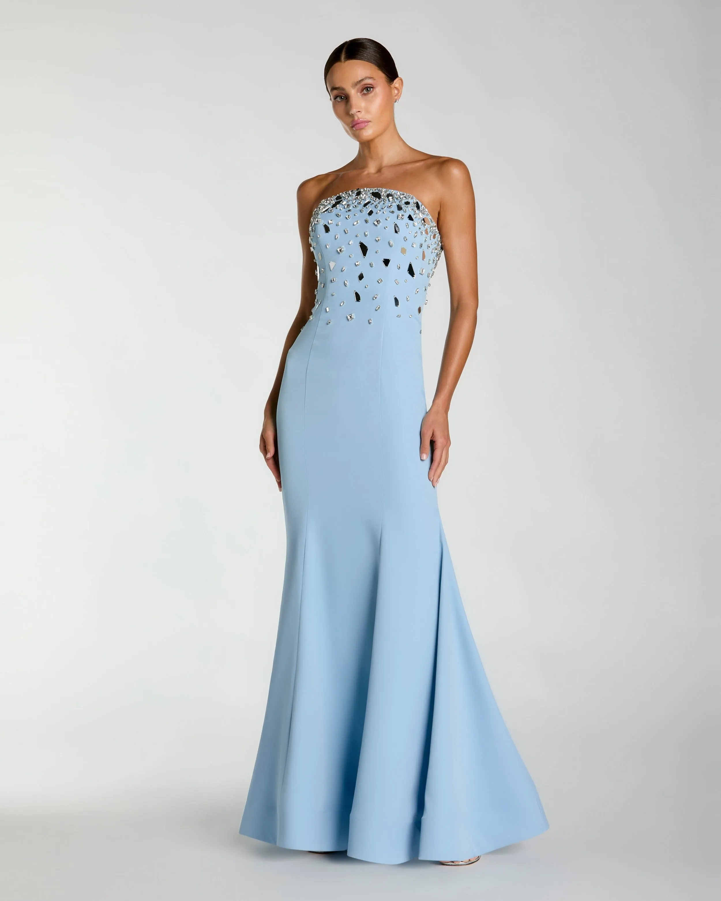 Blue Strapless Embellished Mermaid Gown sold by Mac Duggal