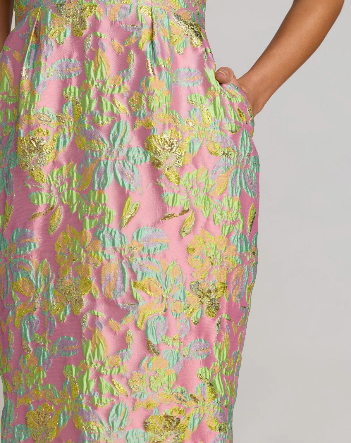 Multicolor Strapless Floral Brocade Midi Dress sold by Mac Duggal product image thumbnail 3