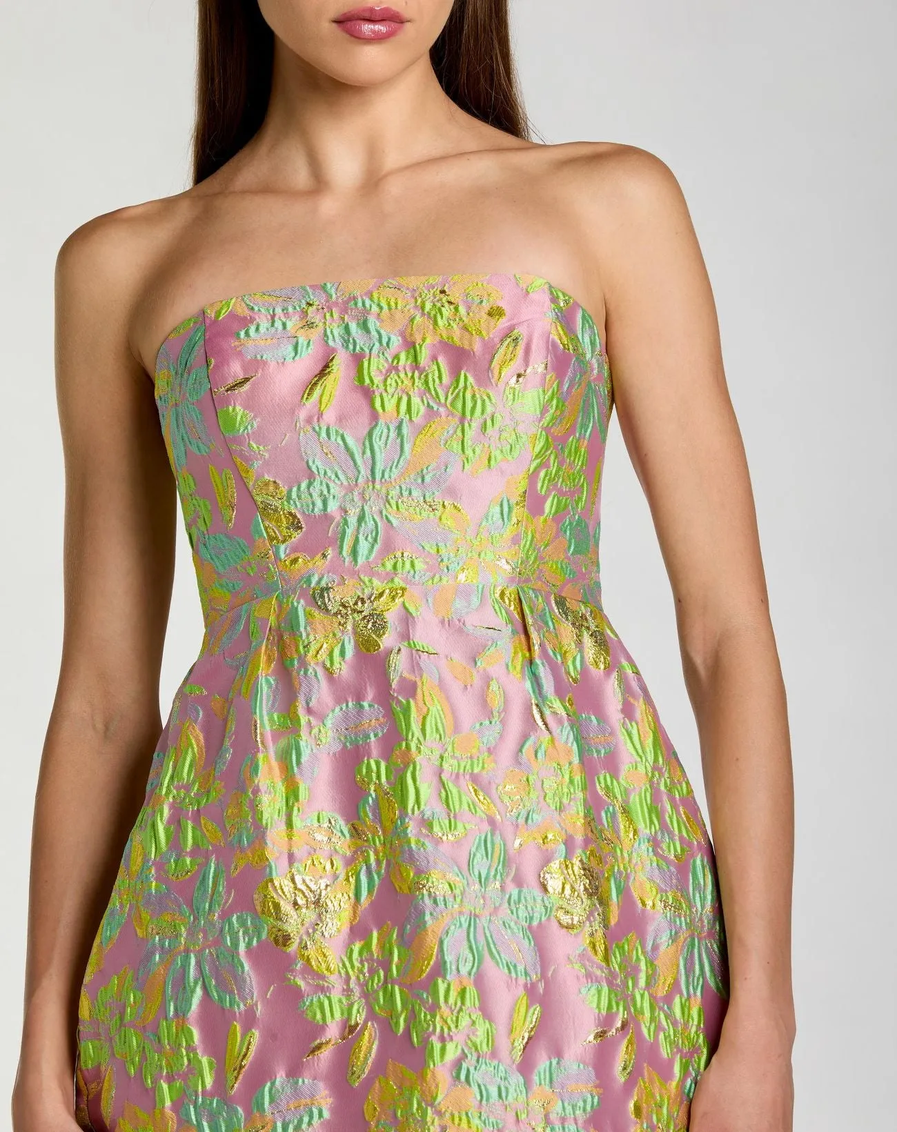 Multicolor Strapless Floral Brocade Midi Dress sold by Mac Duggal product image thumbnail 2