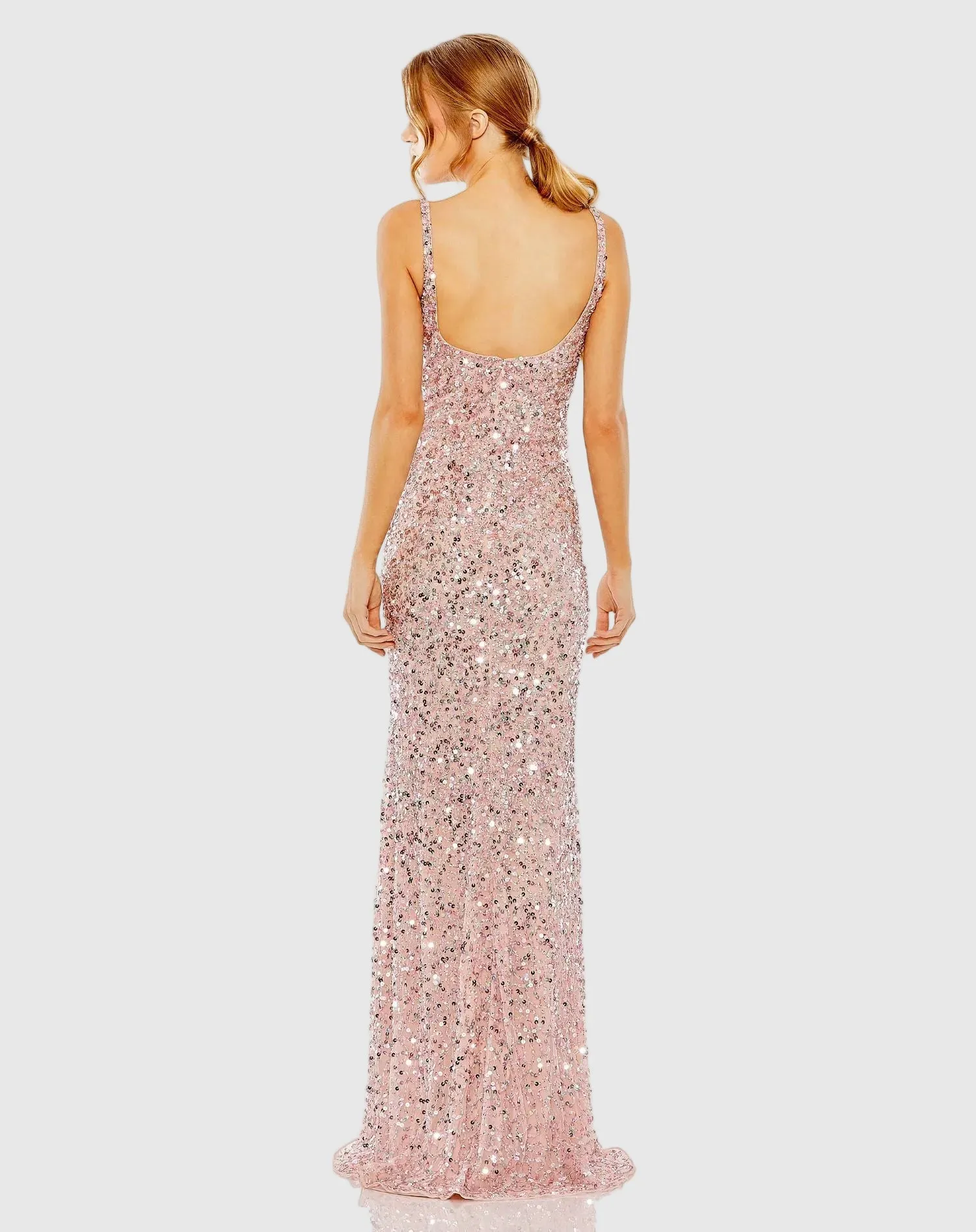 Petite Pink Sequined Low Back Slip Gown sold by Mac Duggal product image thumbnail 3