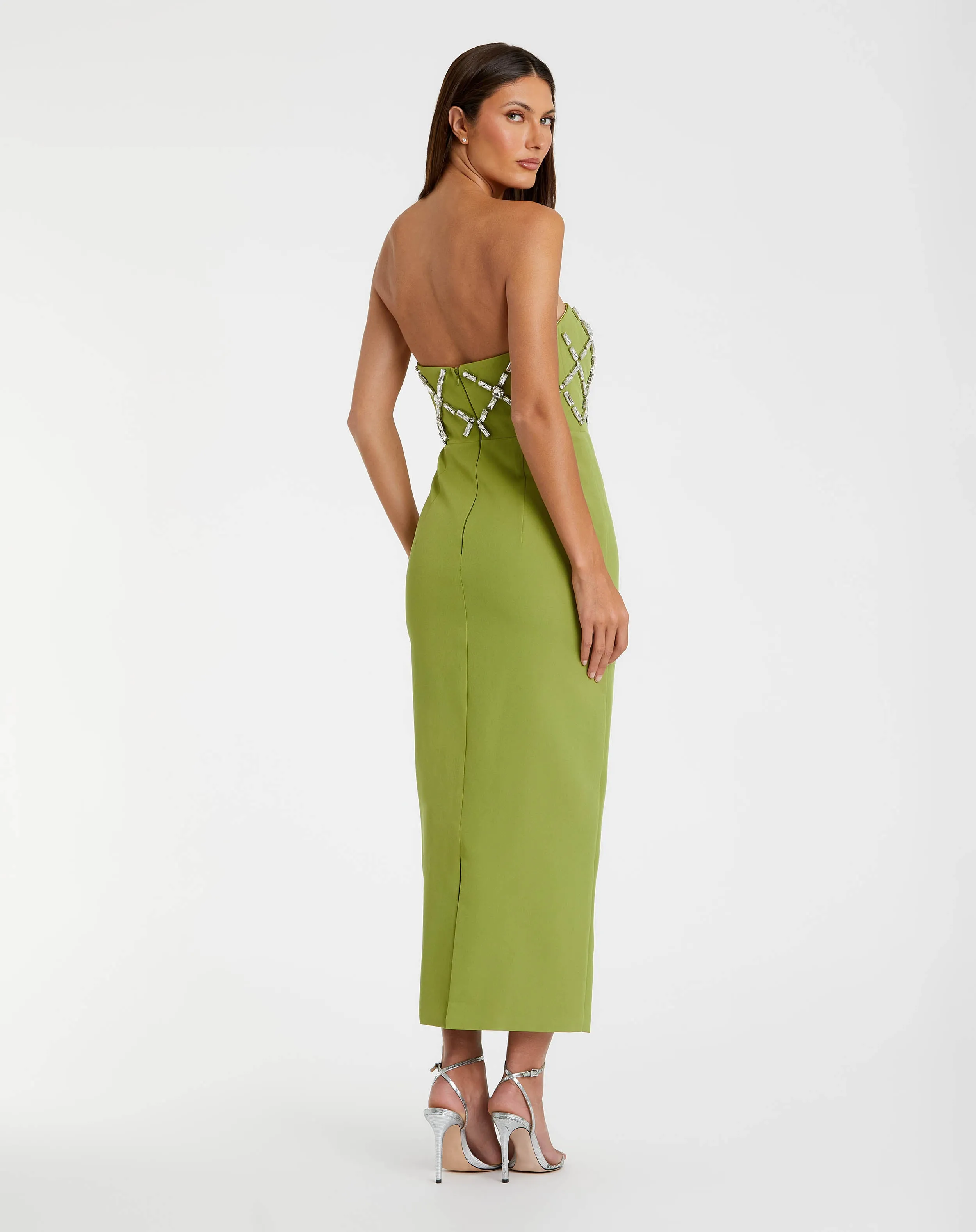 Green Strapless Crystal Embellished Midi Dress sold by Mac Duggal product image thumbnail 3