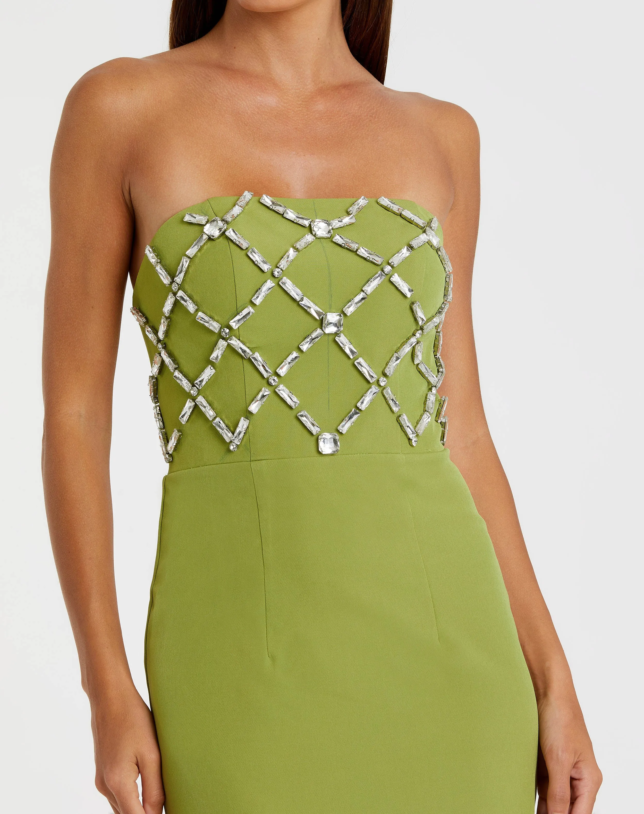 Green Strapless Crystal Embellished Midi Dress sold by Mac Duggal product image thumbnail 2