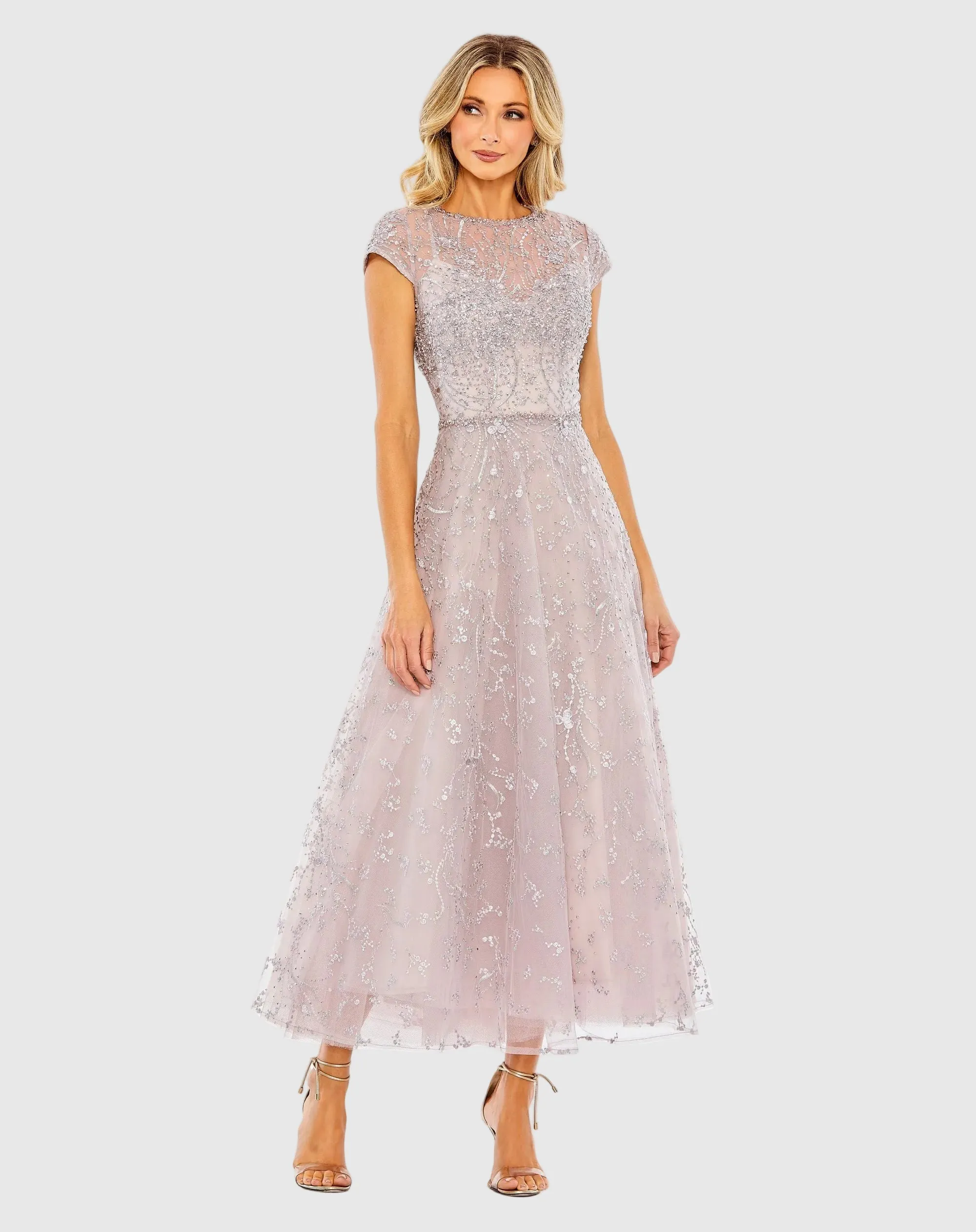 Embellished High Neck Cap Sleeve A Line Dress sold by Mac Duggal