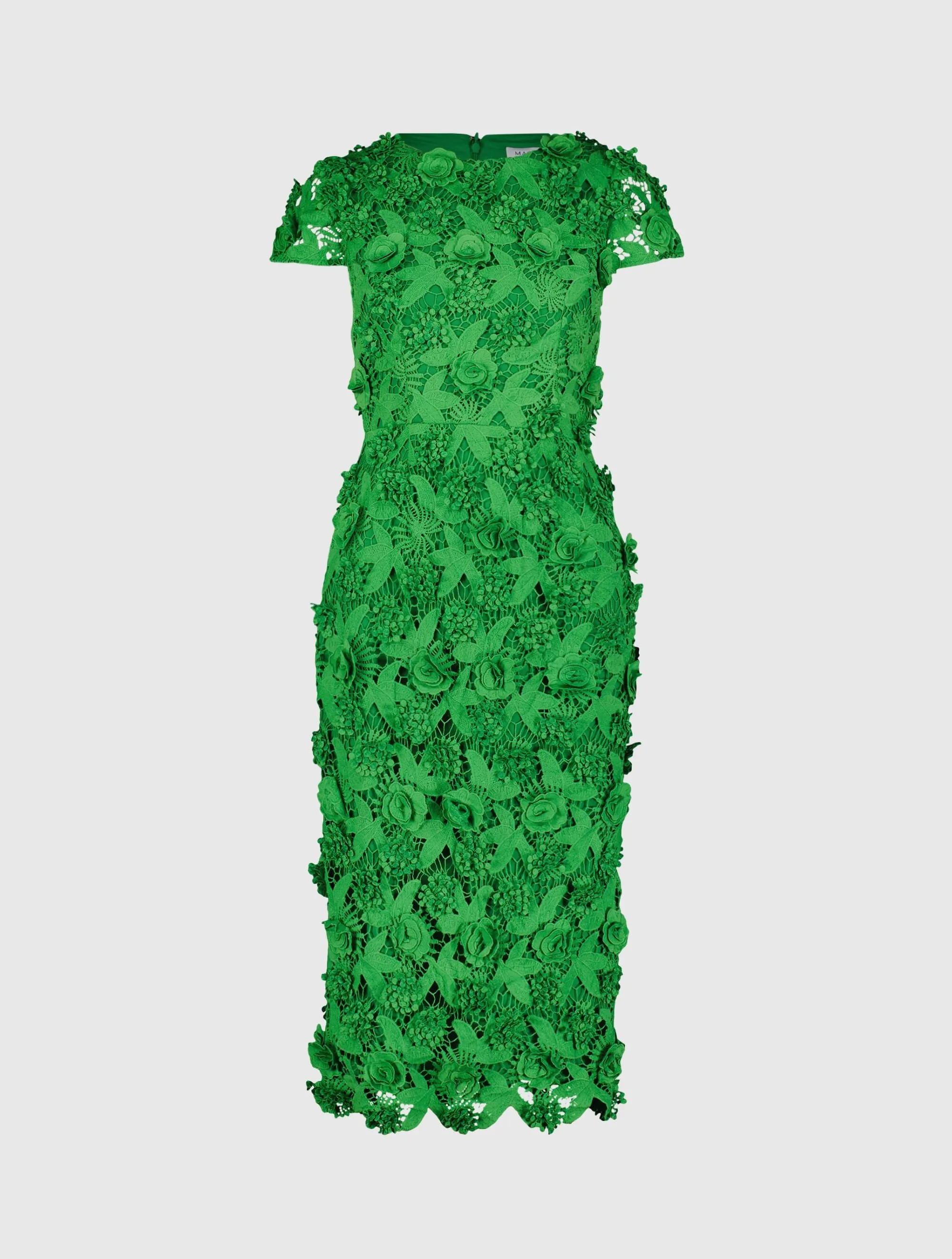Green Floral Lace Fitted Short Sleeve Midi Dress sold by Mac Duggal product image thumbnail 2