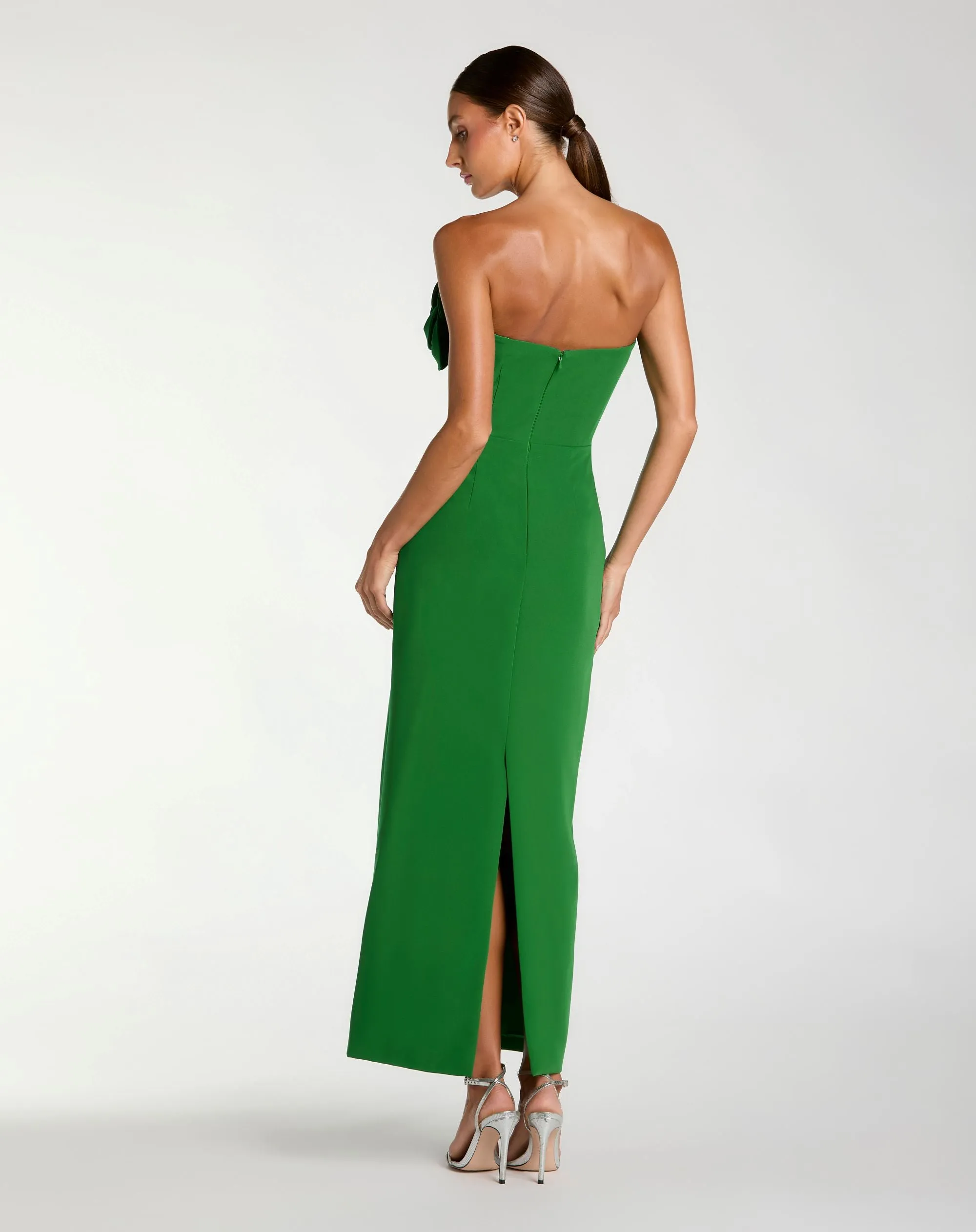 Green Strapless Crepe Dress With 3D Flower Detail sold by Mac Duggal product image thumbnail 3
