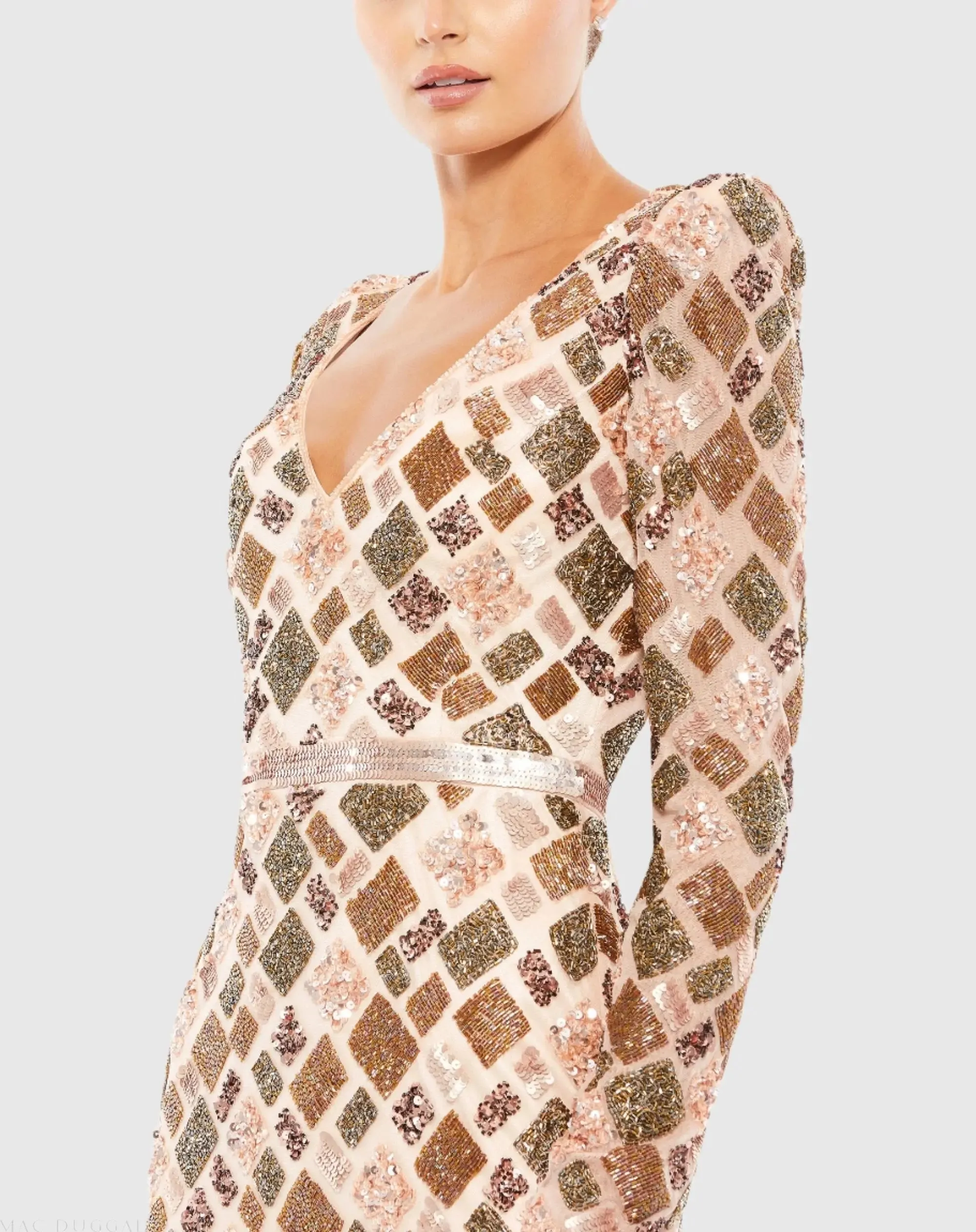 Light Pink Multi Geo Embellished Midi Sheath Dress sold by Mac Duggal product image thumbnail 2