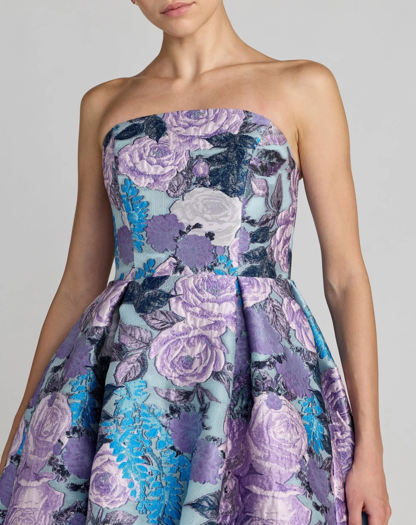 Blue Floral Embroidered Strapless Organza Midi Dress sold by Mac Duggal product image thumbnail 2