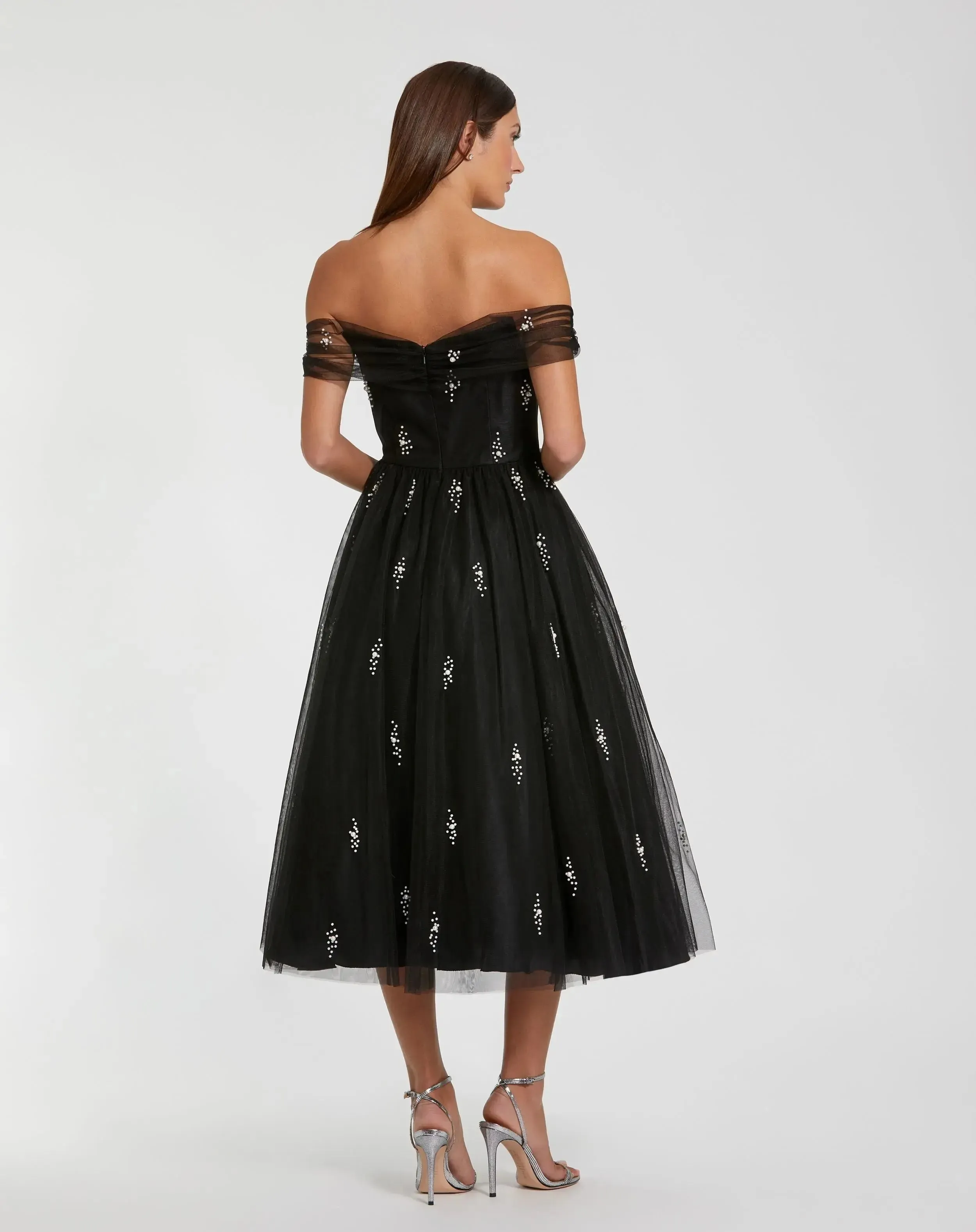Tulle Off The Shoulder Pearl Embellished Cocktail Dress sold by Mac Duggal product image thumbnail 4