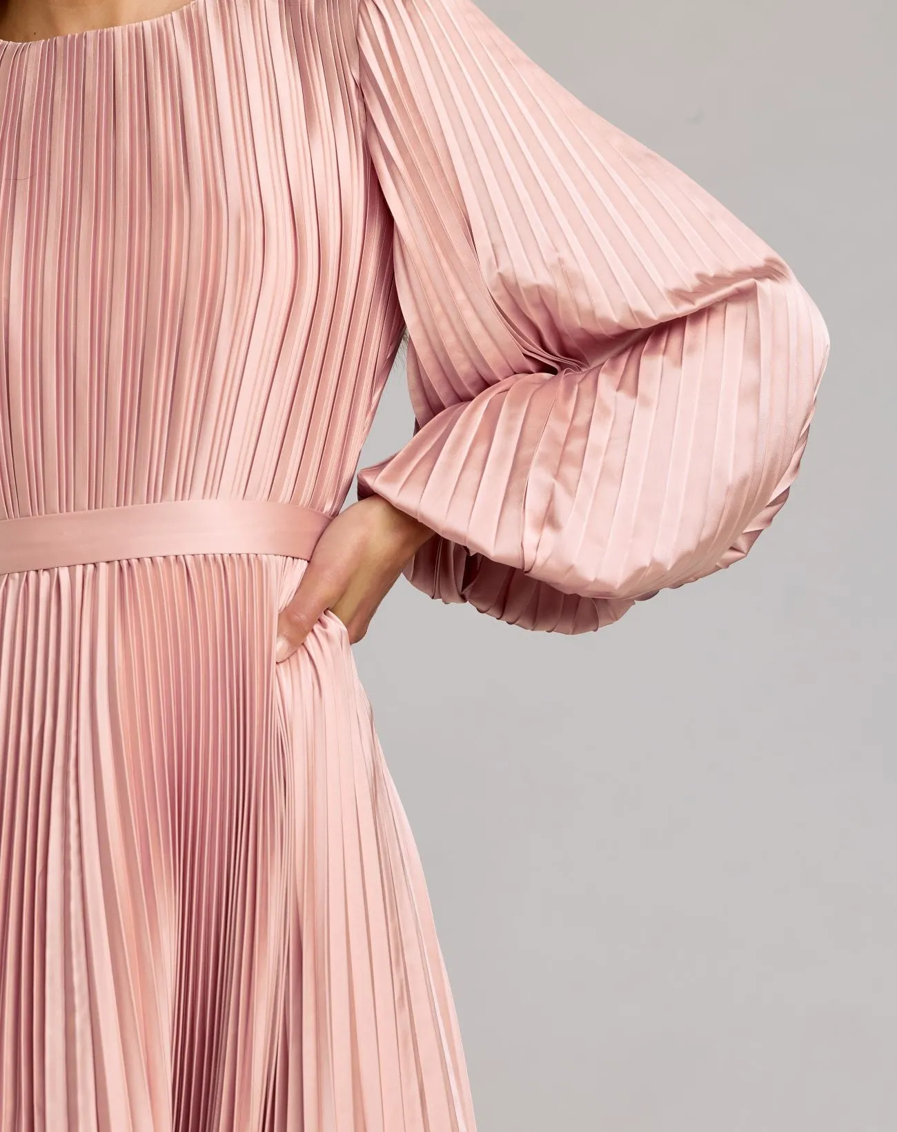 Blush Long Sleeve Pleated Charmeuse Handkerchief Dress sold by Mac Duggal product image thumbnail 3