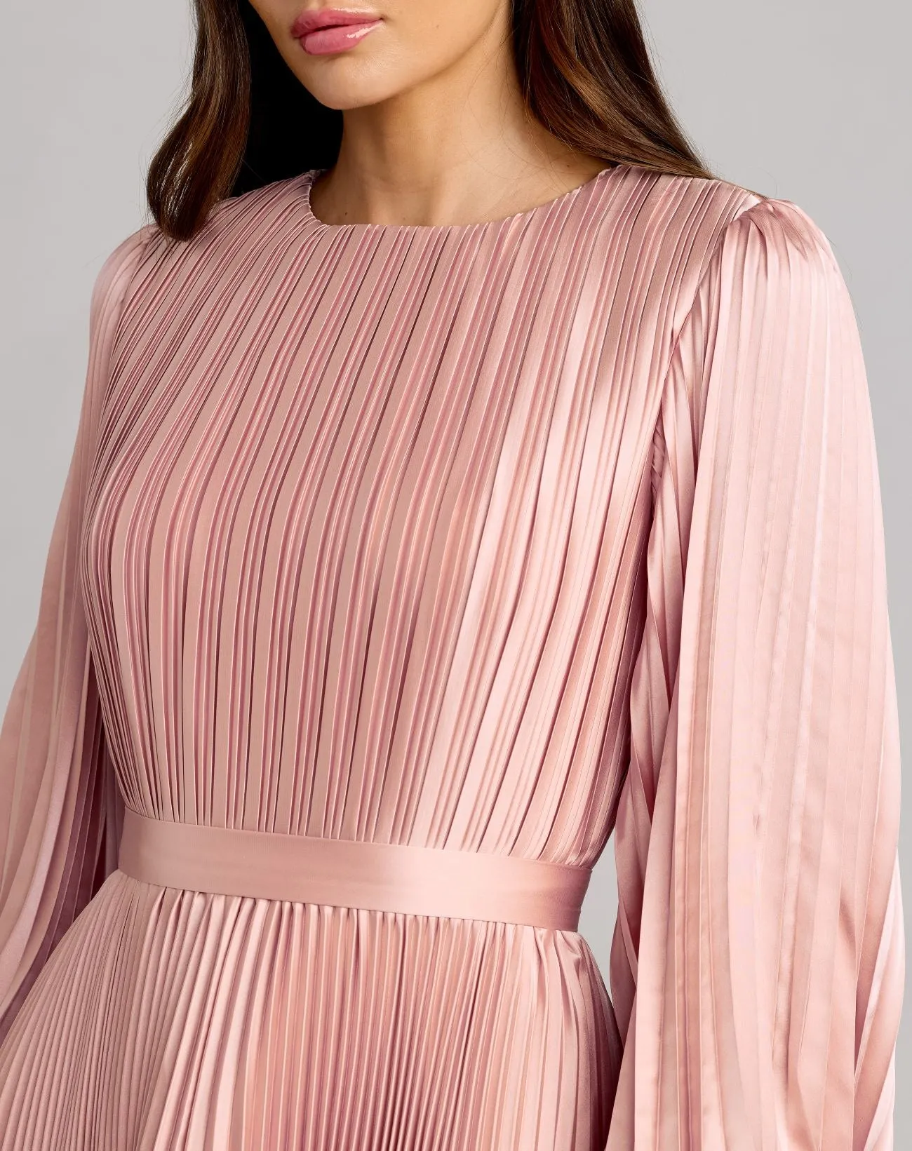 Blush Long Sleeve Pleated Charmeuse Handkerchief Dress sold by Mac Duggal product image thumbnail 2