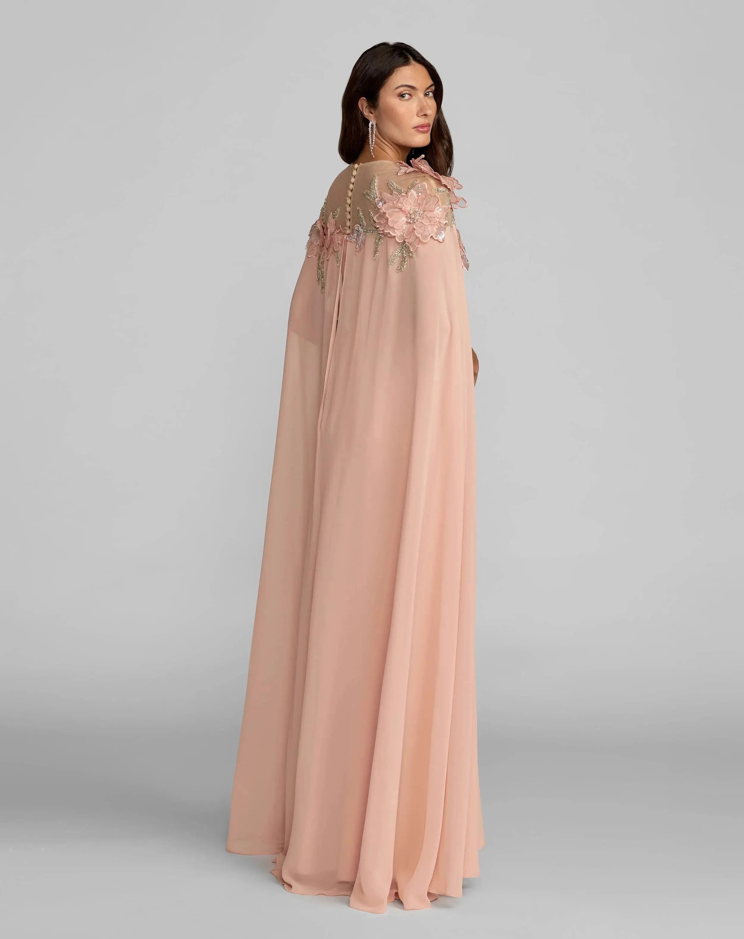 Pink Embellished Crepe Gown With Chiffon Cape sold by Mac Duggal product image thumbnail 4