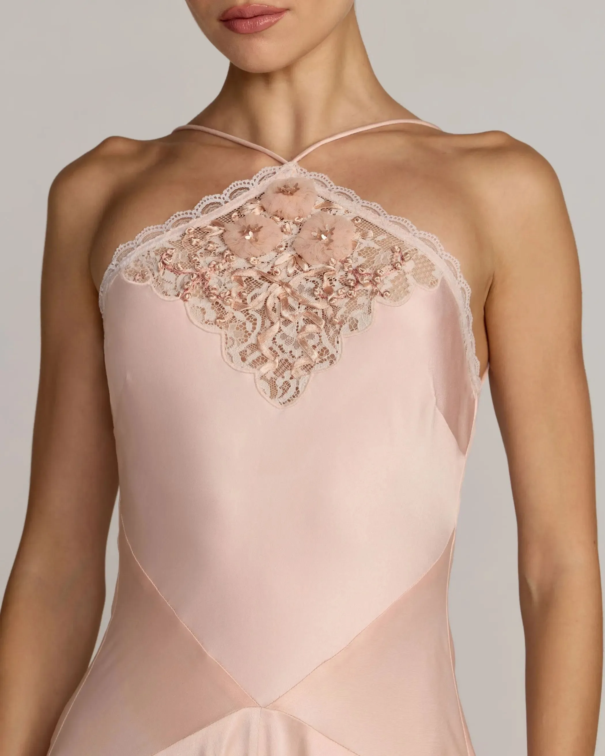 Light Pink Lace Trim Handkerchief Midi Dress sold by Mac Duggal product image thumbnail 2