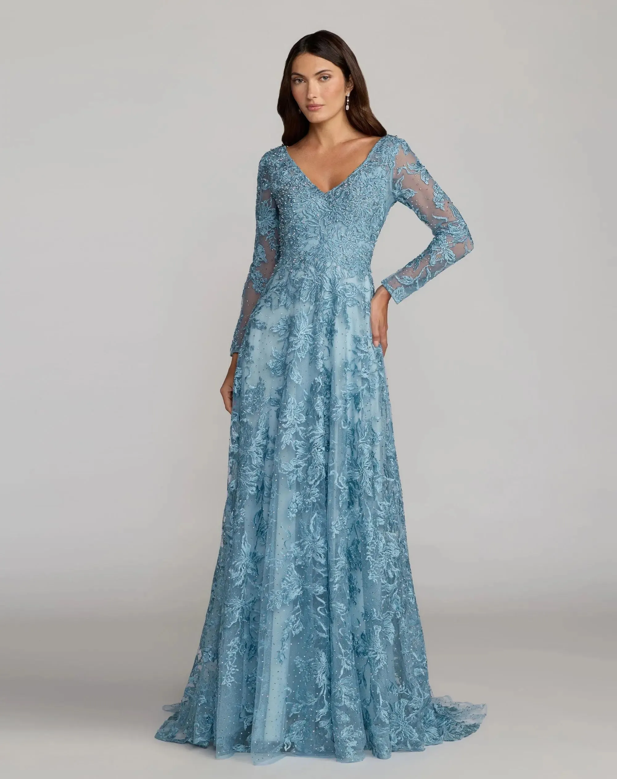 Embroidered Long Sleeve A-Line Gown sold by Mac Duggal product image thumbnail 2
