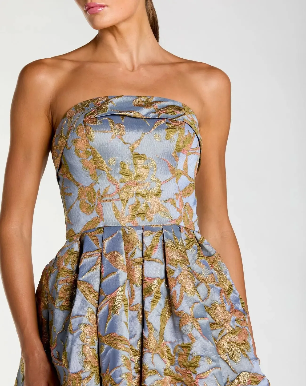 Blue Strapless Brocade Midi Dress With Pockets sold by Mac Duggal product image thumbnail 2