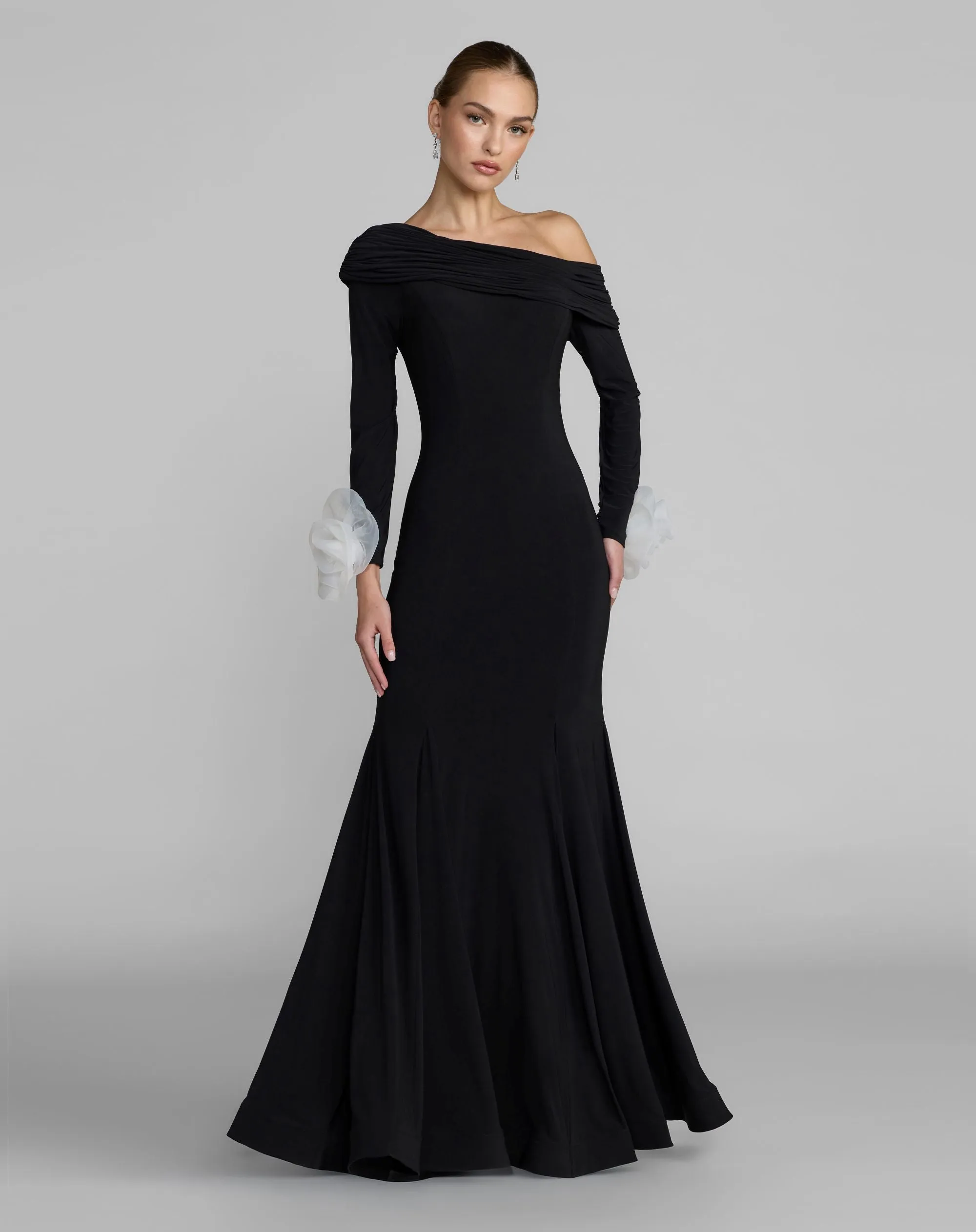 One Shoulder Long Sleeve Jersey Gown sold by Mac Duggal product image thumbnail 2