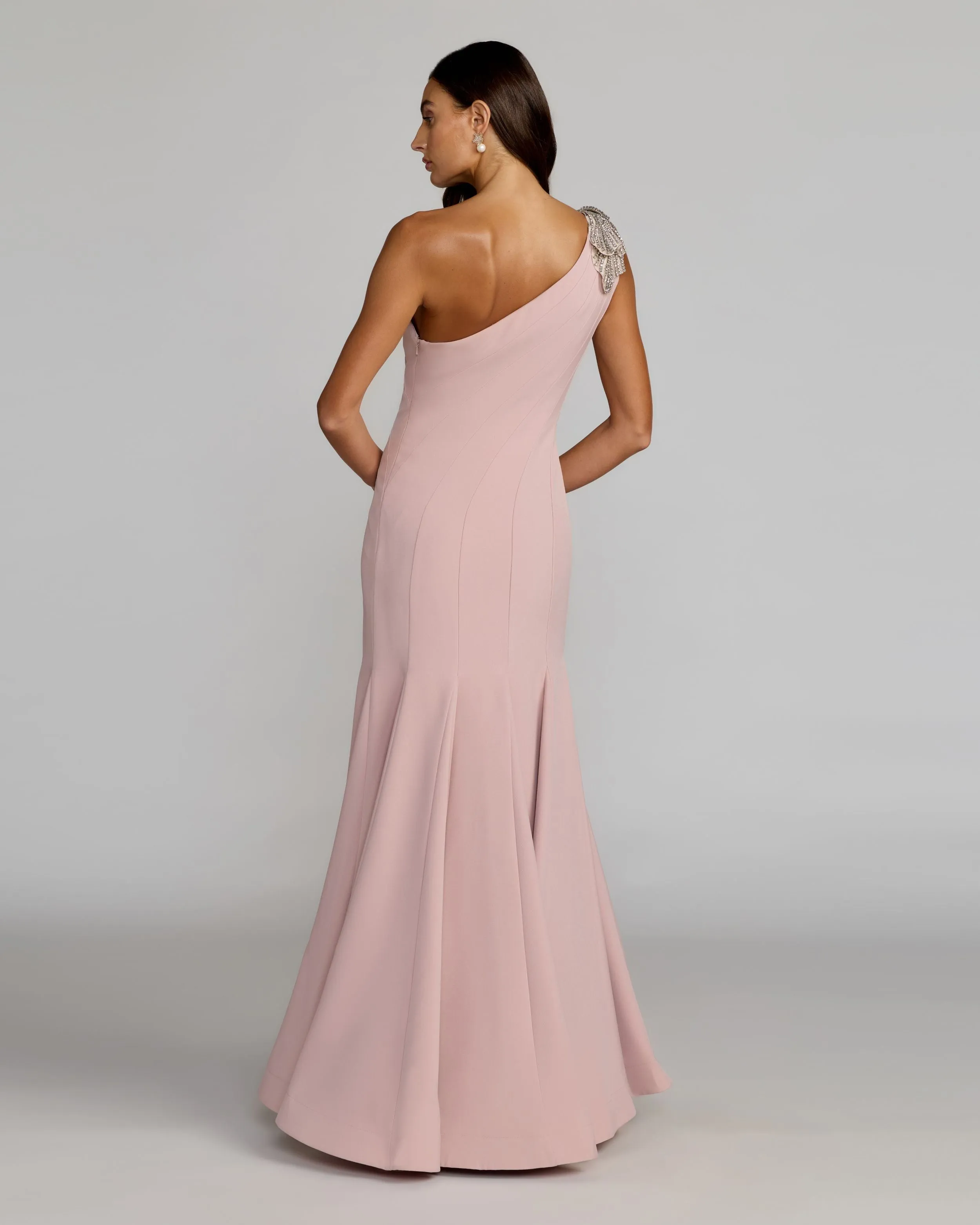 Crepe One Shoulder Gown With Flower Detail sold by Mac Duggal product image thumbnail 3