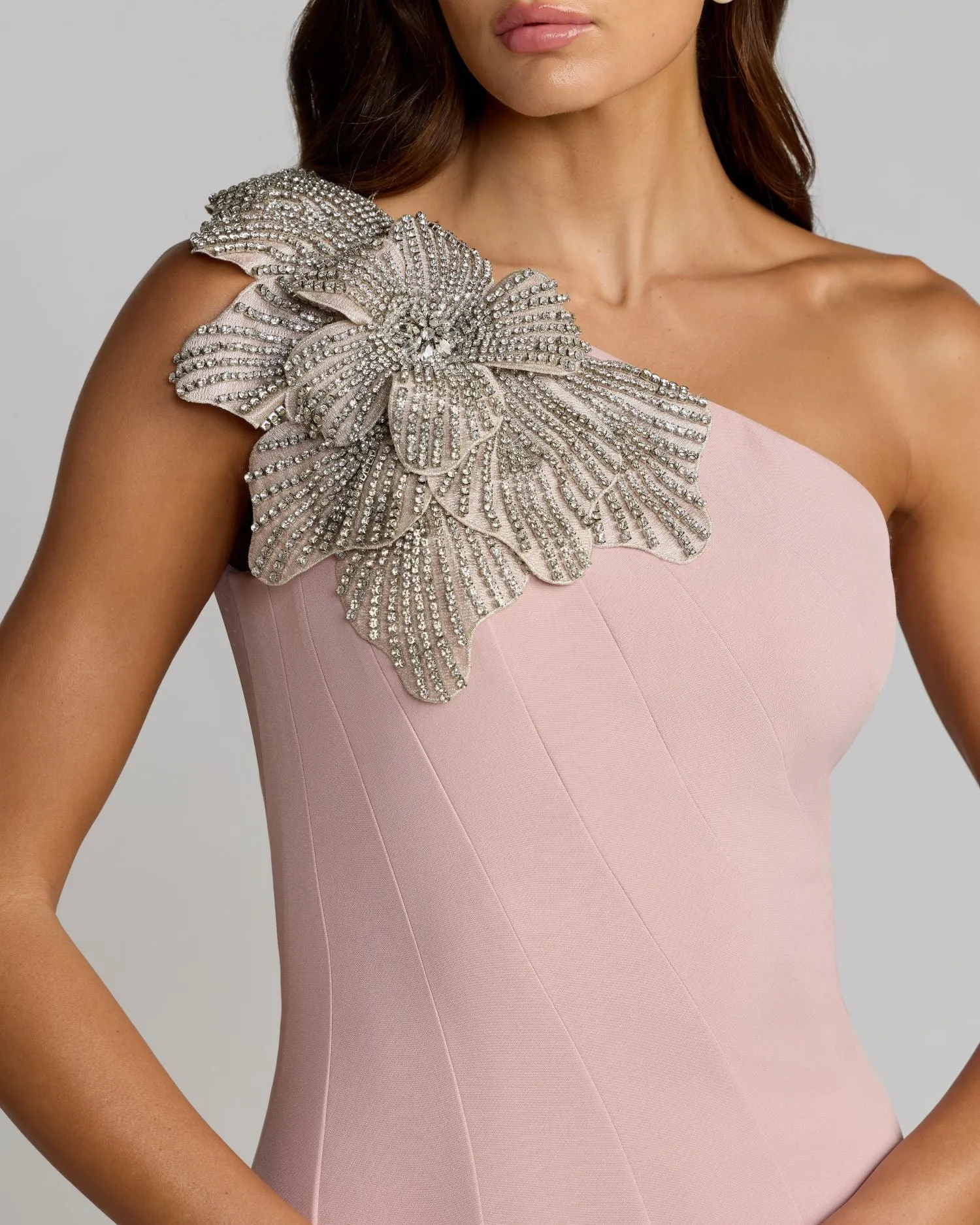 Crepe One Shoulder Gown With Flower Detail sold by Mac Duggal product image thumbnail 2