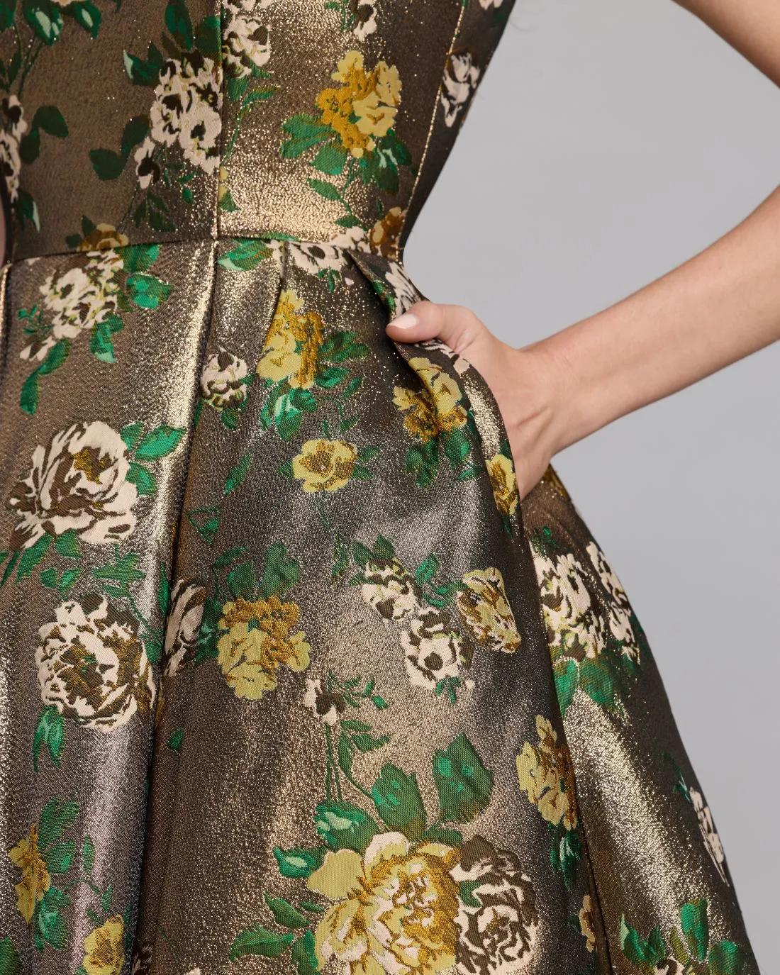 Gold Metallic Ball Gown With 3D Rosette sold by Mac Duggal product image thumbnail 3