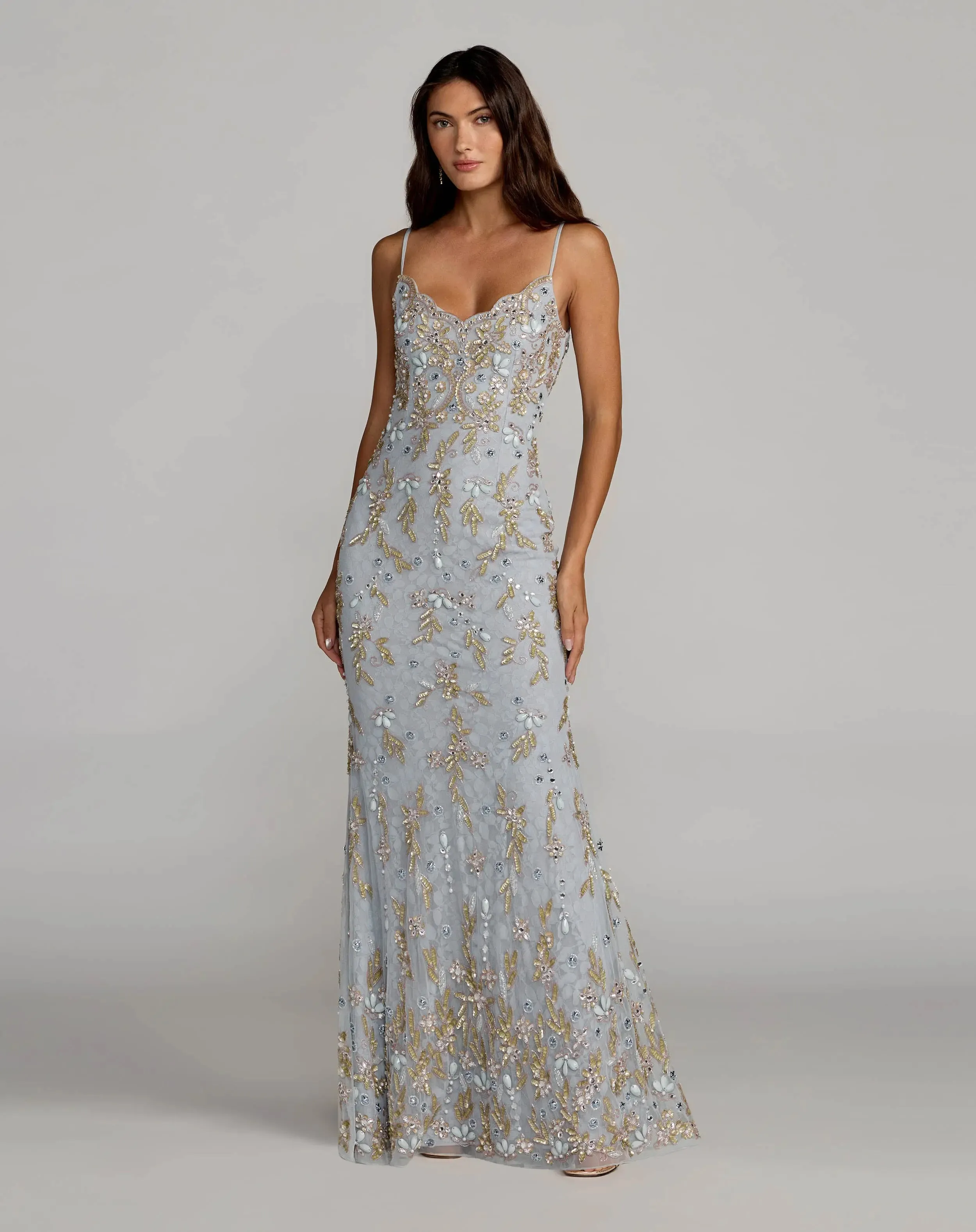 Embellished Lace Sleeveless Gown sold by Mac Duggal