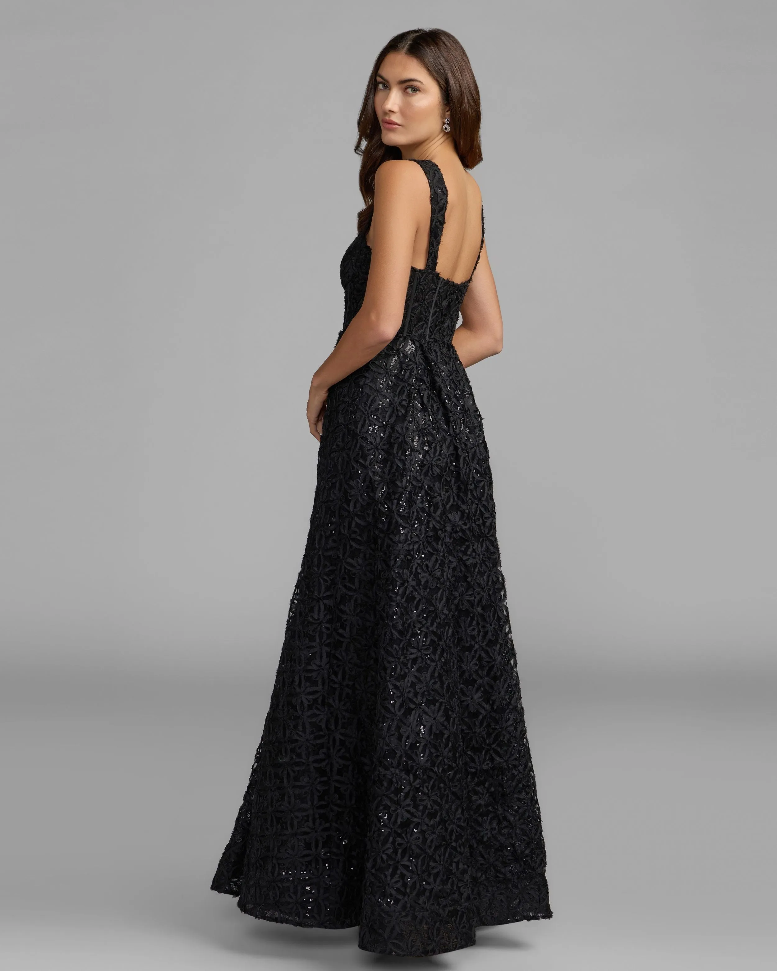 Black Embellished Corset A Line Gown sold by Mac Duggal product image thumbnail 4