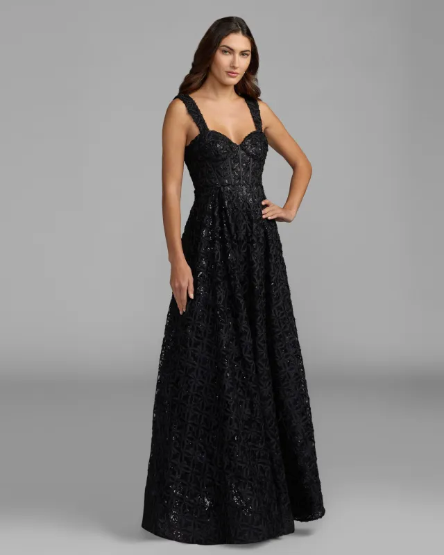 Black Embellished Corset A Line Gown made by Mac Duggal