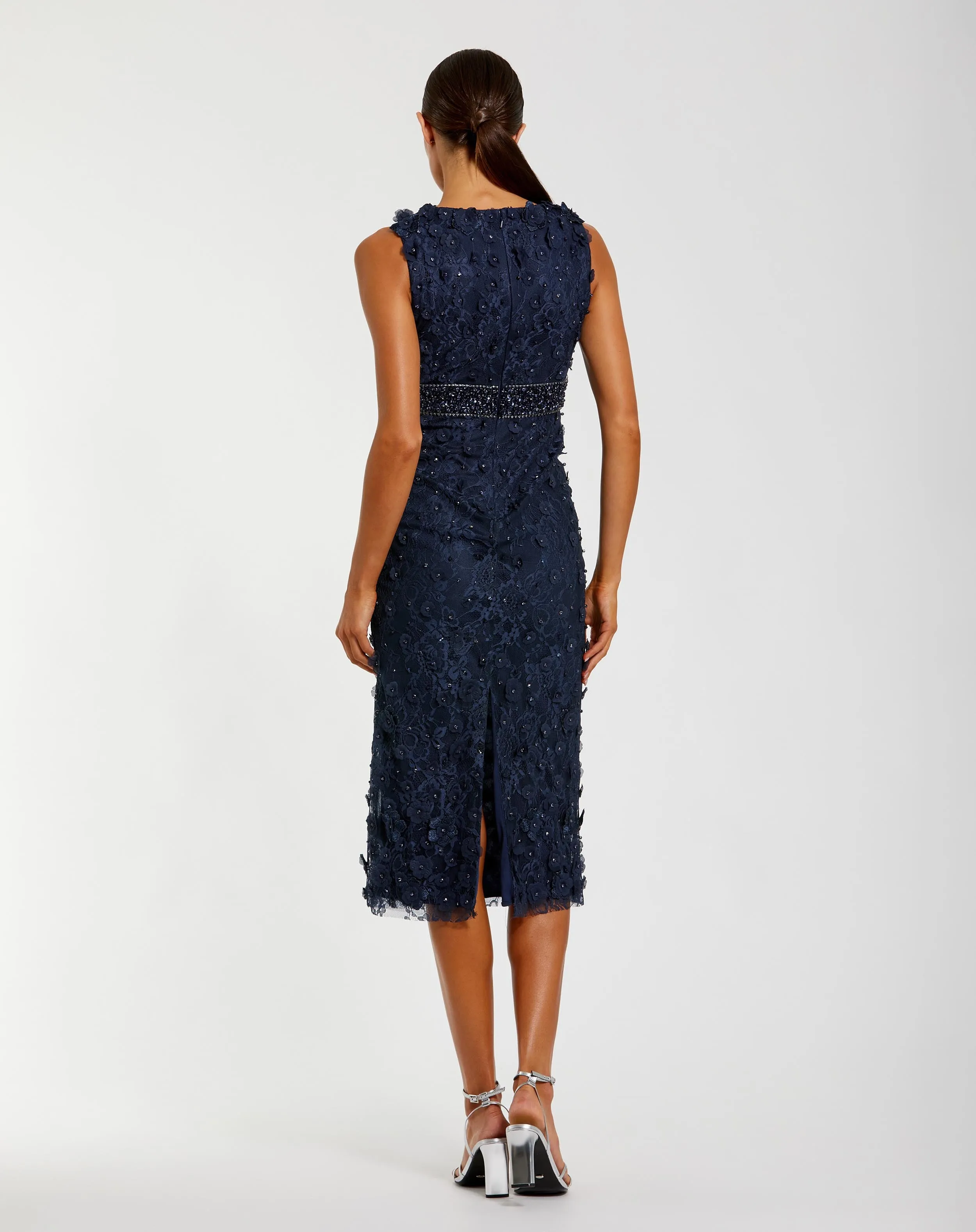 Midnight Floral Applique Sleeveless Midi Dress sold by Mac Duggal product image thumbnail 3
