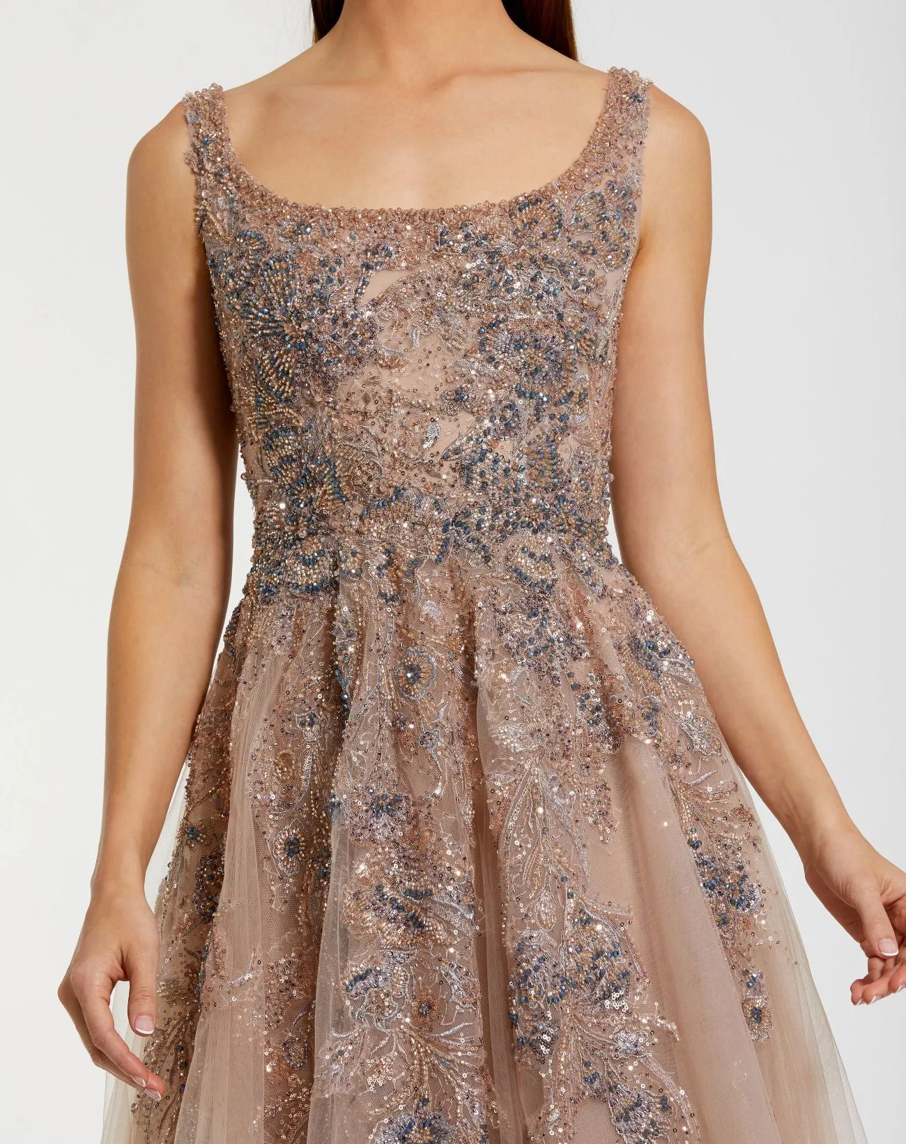 Brown Hand Embellished Tulle A-Line Gown sold by Mac Duggal product image thumbnail 2