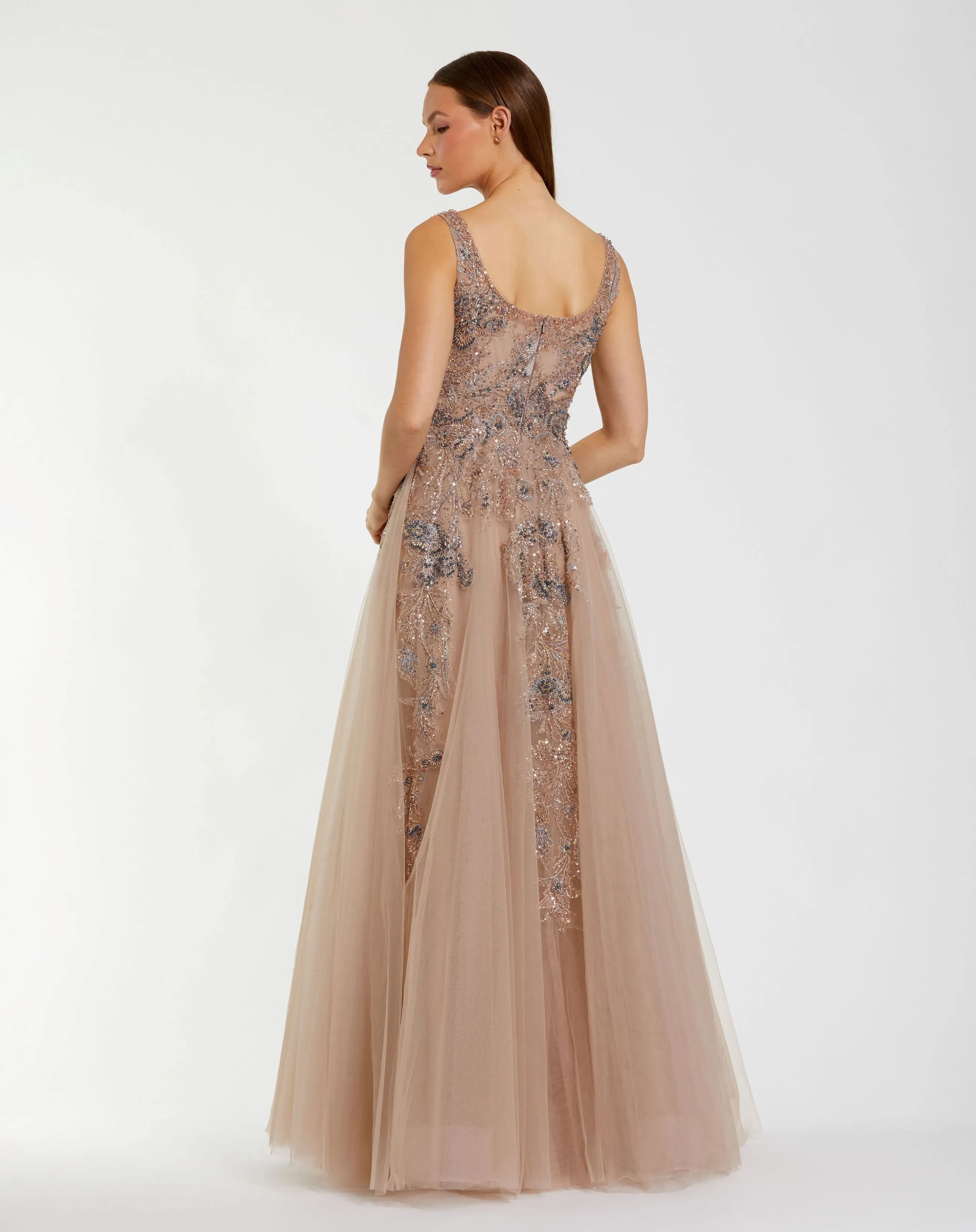 Brown Hand Embellished Tulle A-Line Gown sold by Mac Duggal product image thumbnail 3