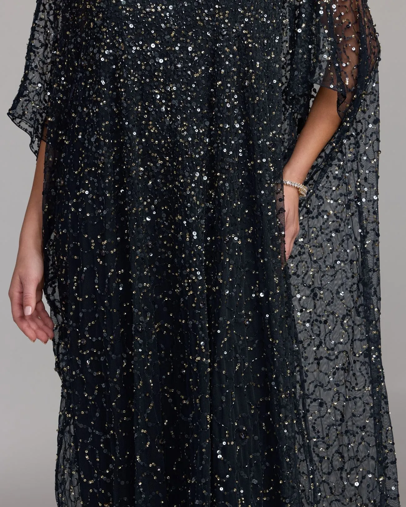 Navy Sequin Embellished Kaftan Gown sold by Mac Duggal product image thumbnail 3