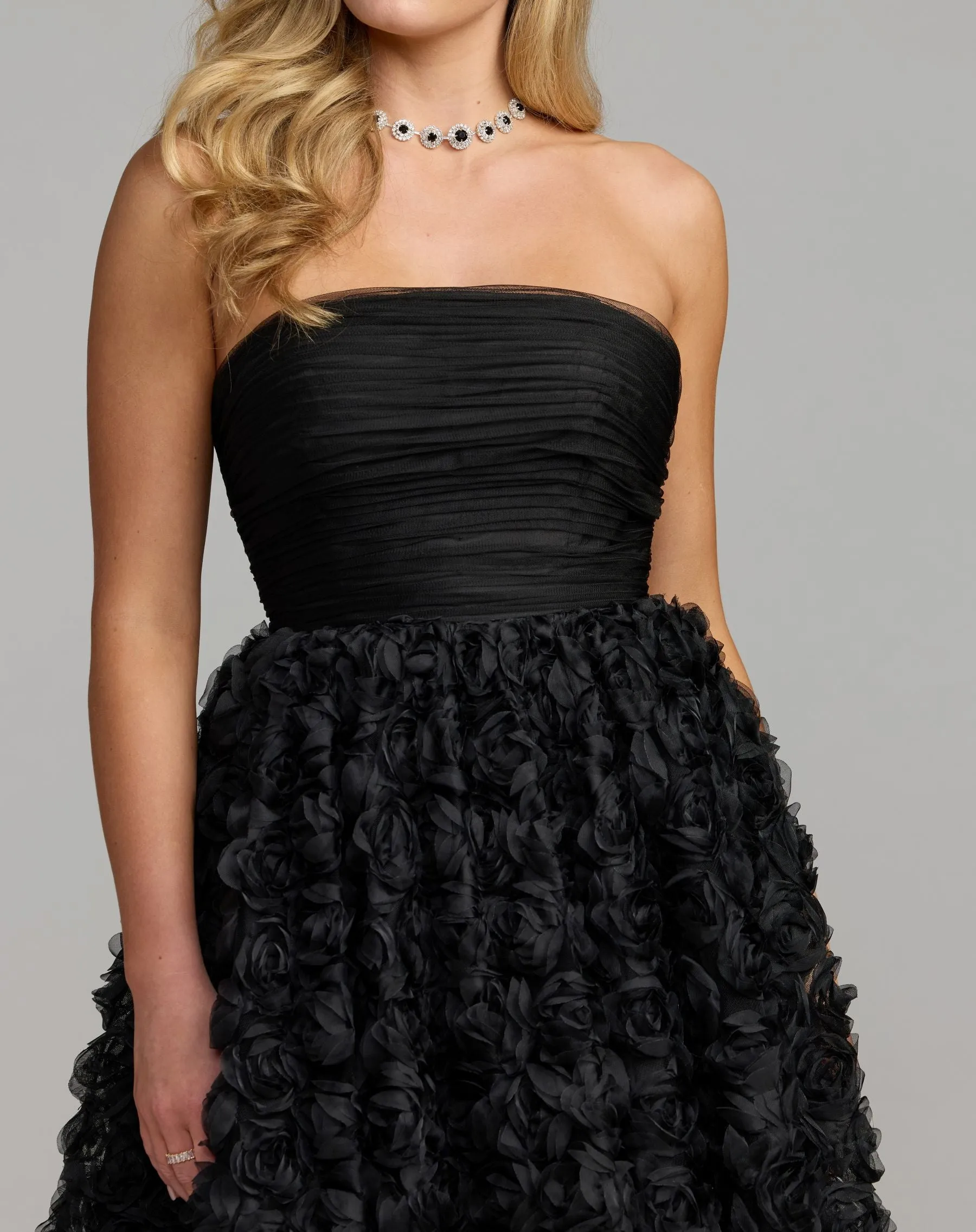 Black Strapless 3D Rosette Ball Gown sold by Mac Duggal product image thumbnail 2