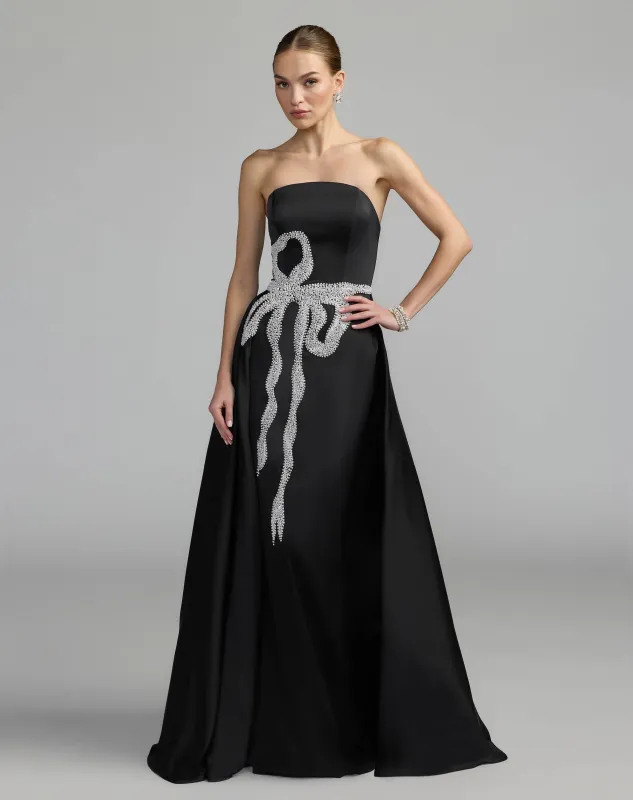 Strapless Embellished Satin Gown with Overskirt made by Mac Duggal