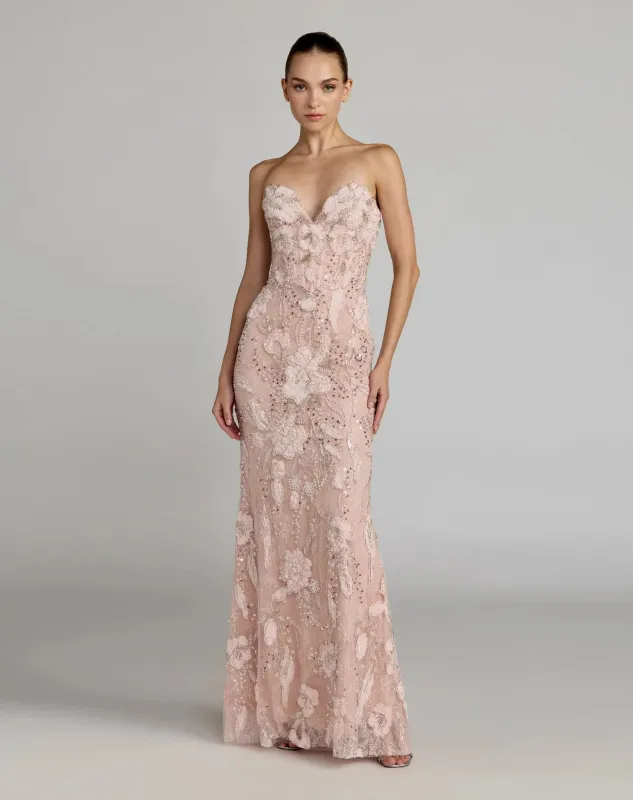 Embellished Lace Strapless Sweetheart Gown made by Mac Duggal