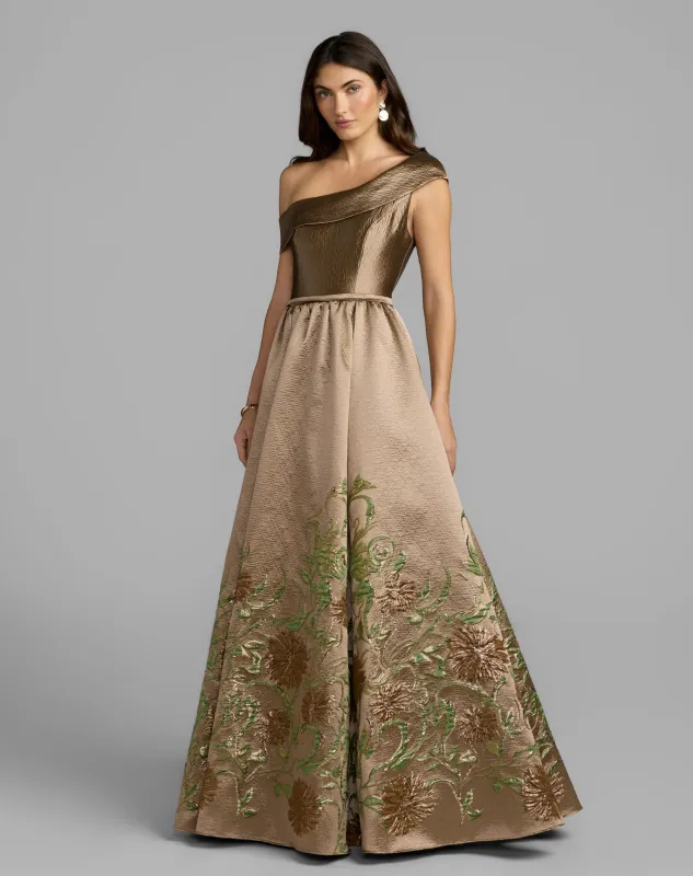 Floral Off The Shoulder Ball Gown made by Mac Duggal
