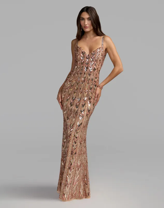 Nude Embellished Strapless Sweetheart Gown made by Mac Duggal