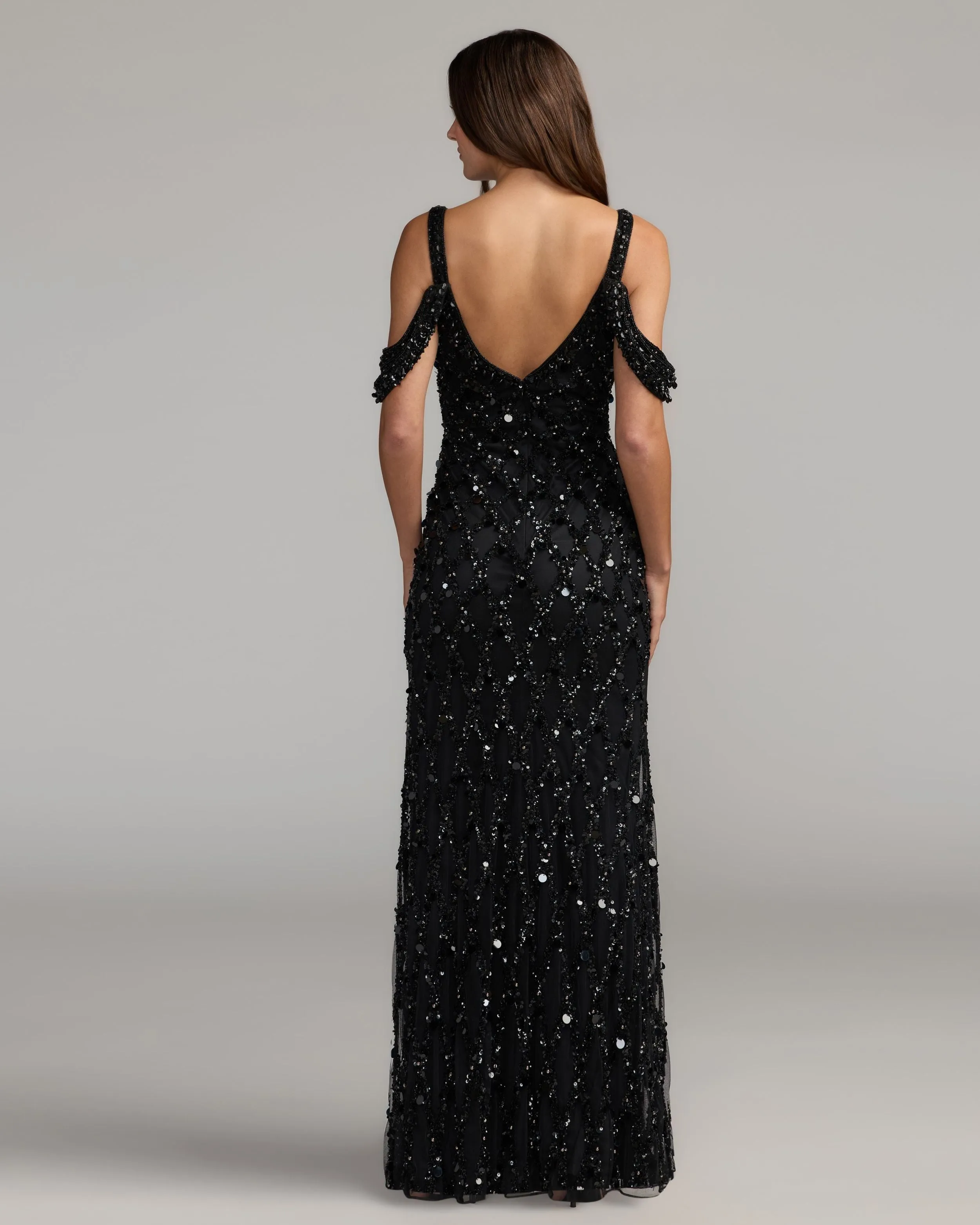 Black Sequin Embellished V-Neck Gown sold by Mac Duggal product image thumbnail 4