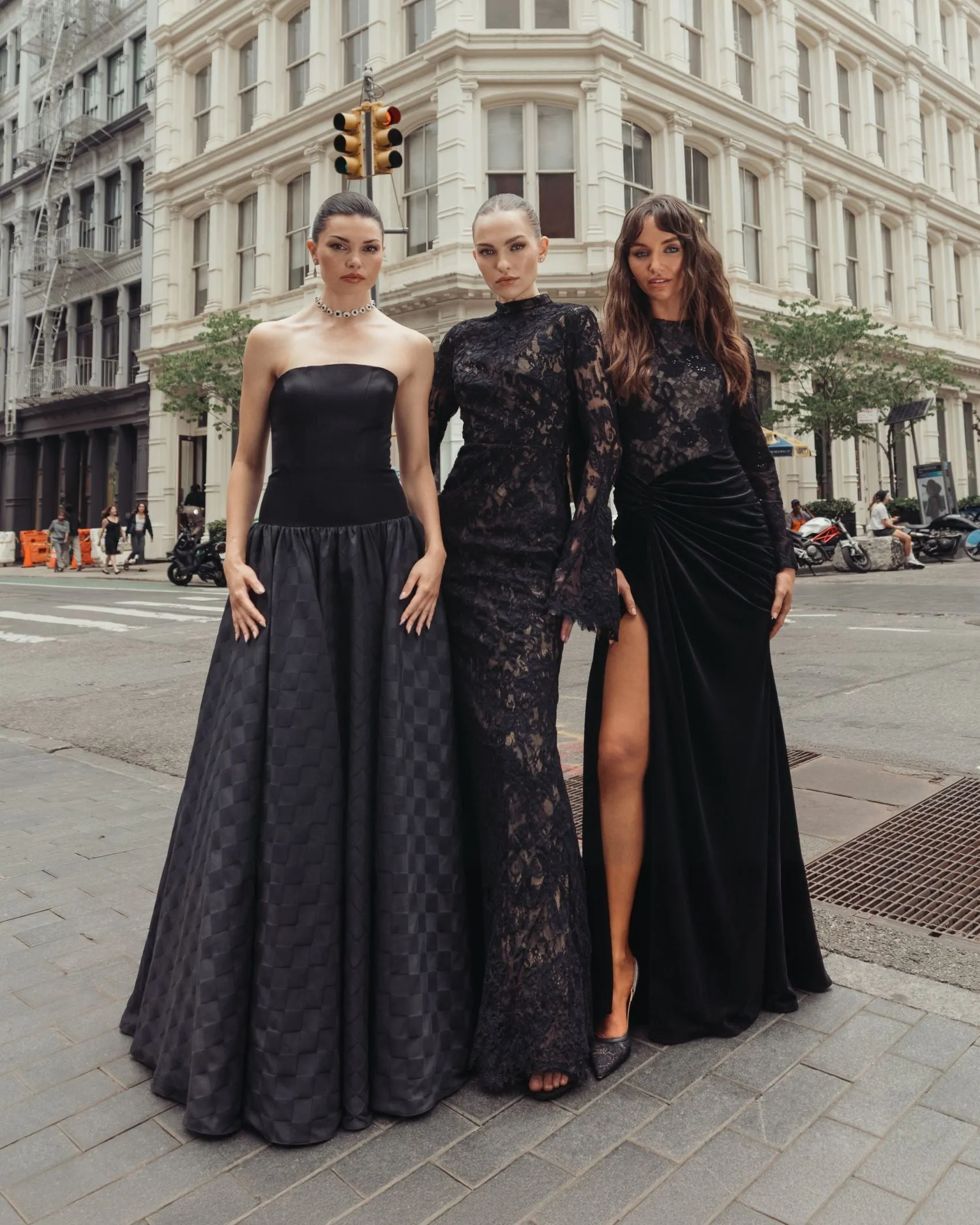 Black Nude Embroidered Lace Velvet Long Sleeve Gown sold by Mac Duggal product image thumbnail 5