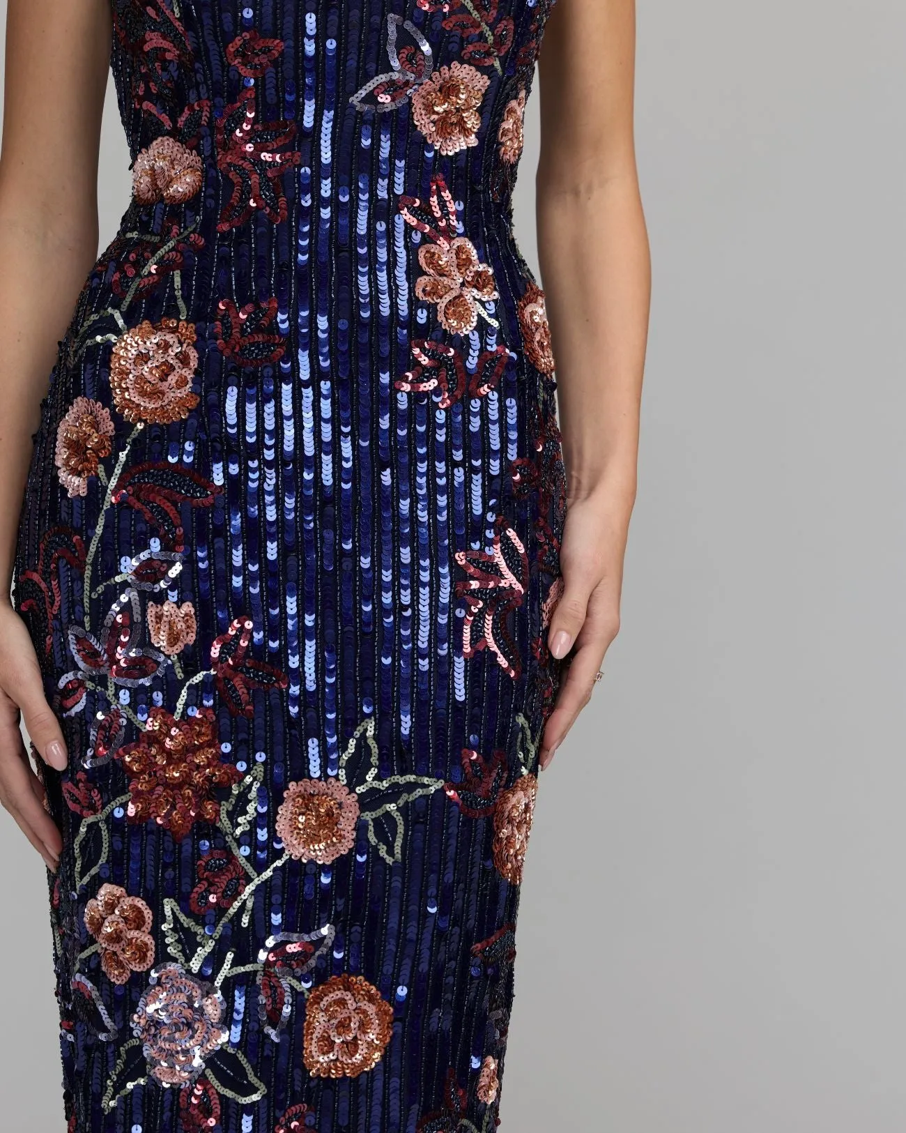 Midnight Multi Floral Embellished Strapless Column Dress sold by Mac Duggal product image thumbnail 2