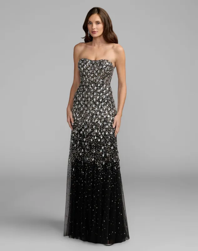 Black Strapless Sweetheart Embellished A-Line Gown made by Mac Duggal