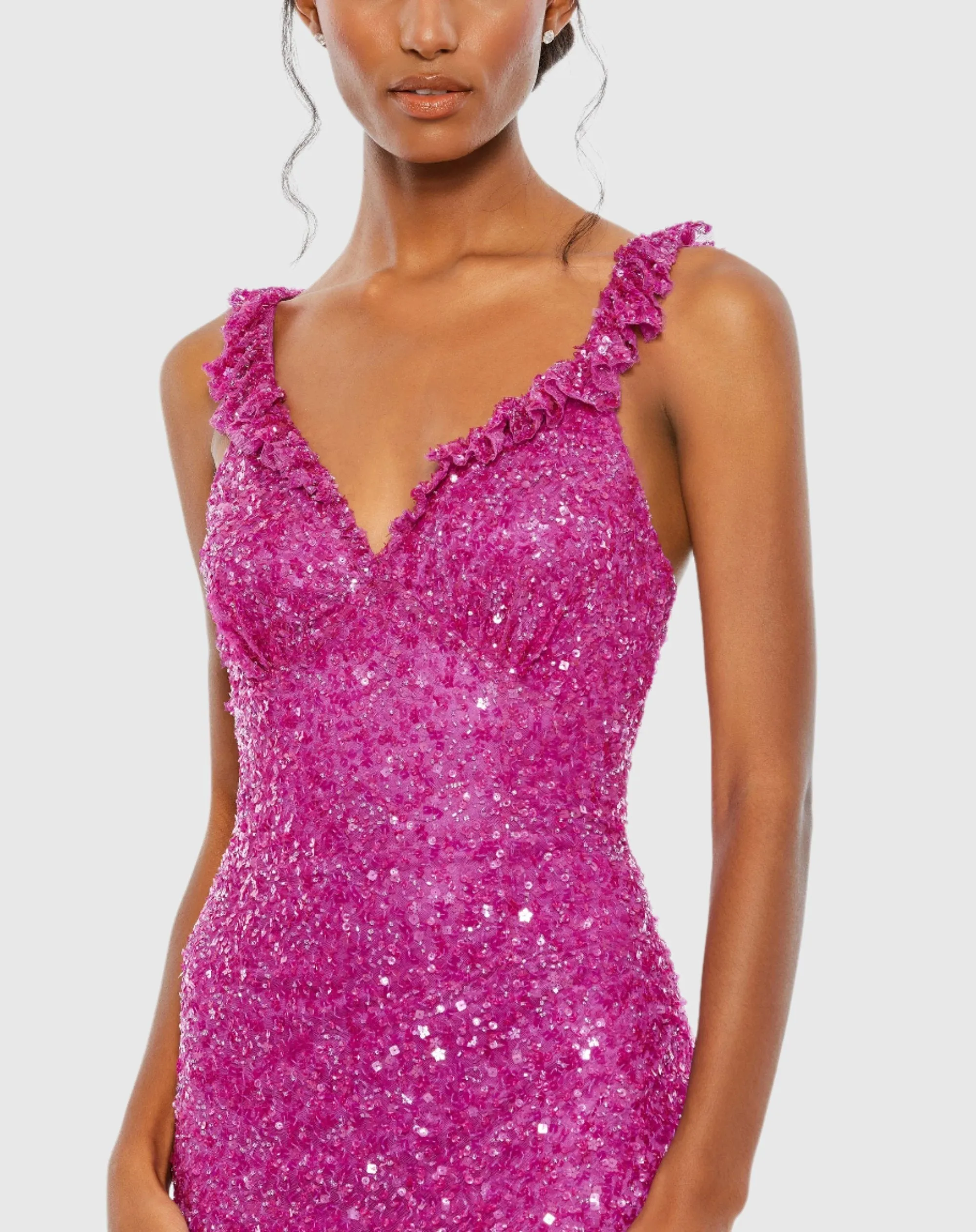 Embellished Ruffle Strap Trumpet Gown sold by Mac Duggal product image thumbnail 5