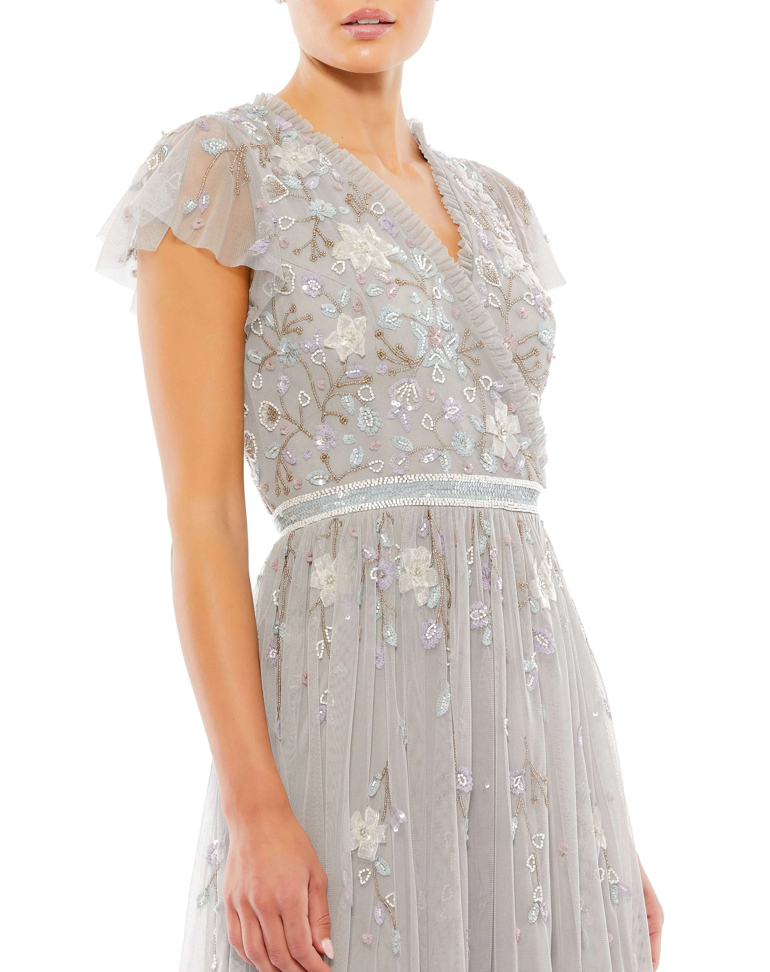 Embellished Asymmetrical Wrap Bodice Cap Sleeve Gown sold by Mac Duggal product image thumbnail 2