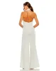White Sequined Cross Neck Halter Jumpsuit sold by Mac Duggal