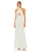 White Sequined Cross Neck Halter Jumpsuit sold by Mac Duggal